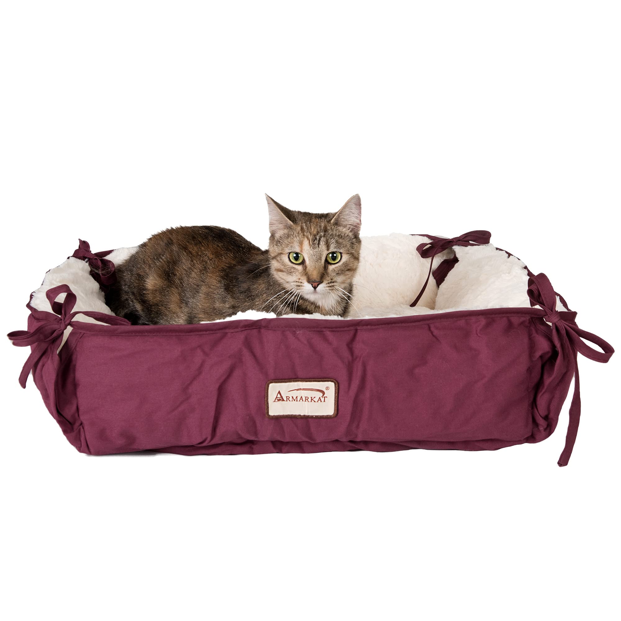Armarkat Pet Bed, 16-Inch Square, Burgundy