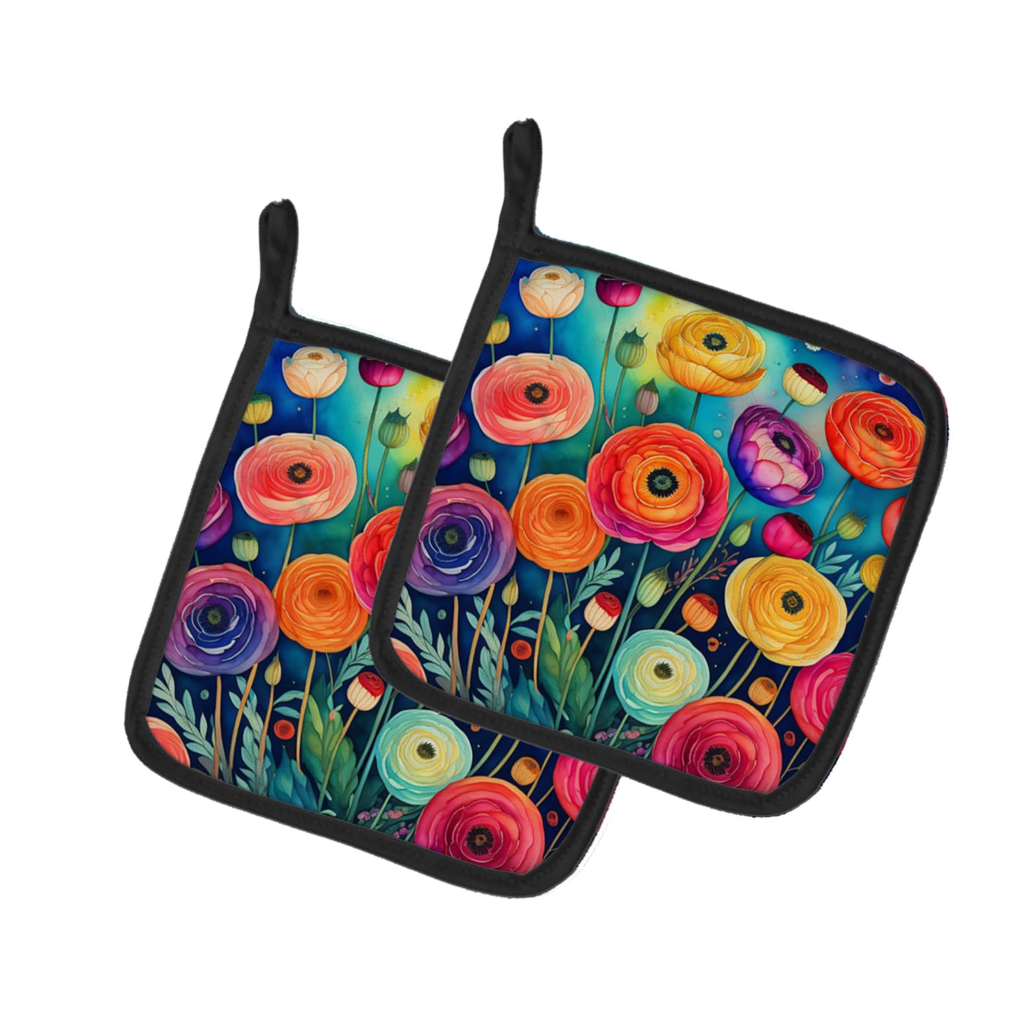 Colorful Ranunculus Pair of Pot Holders