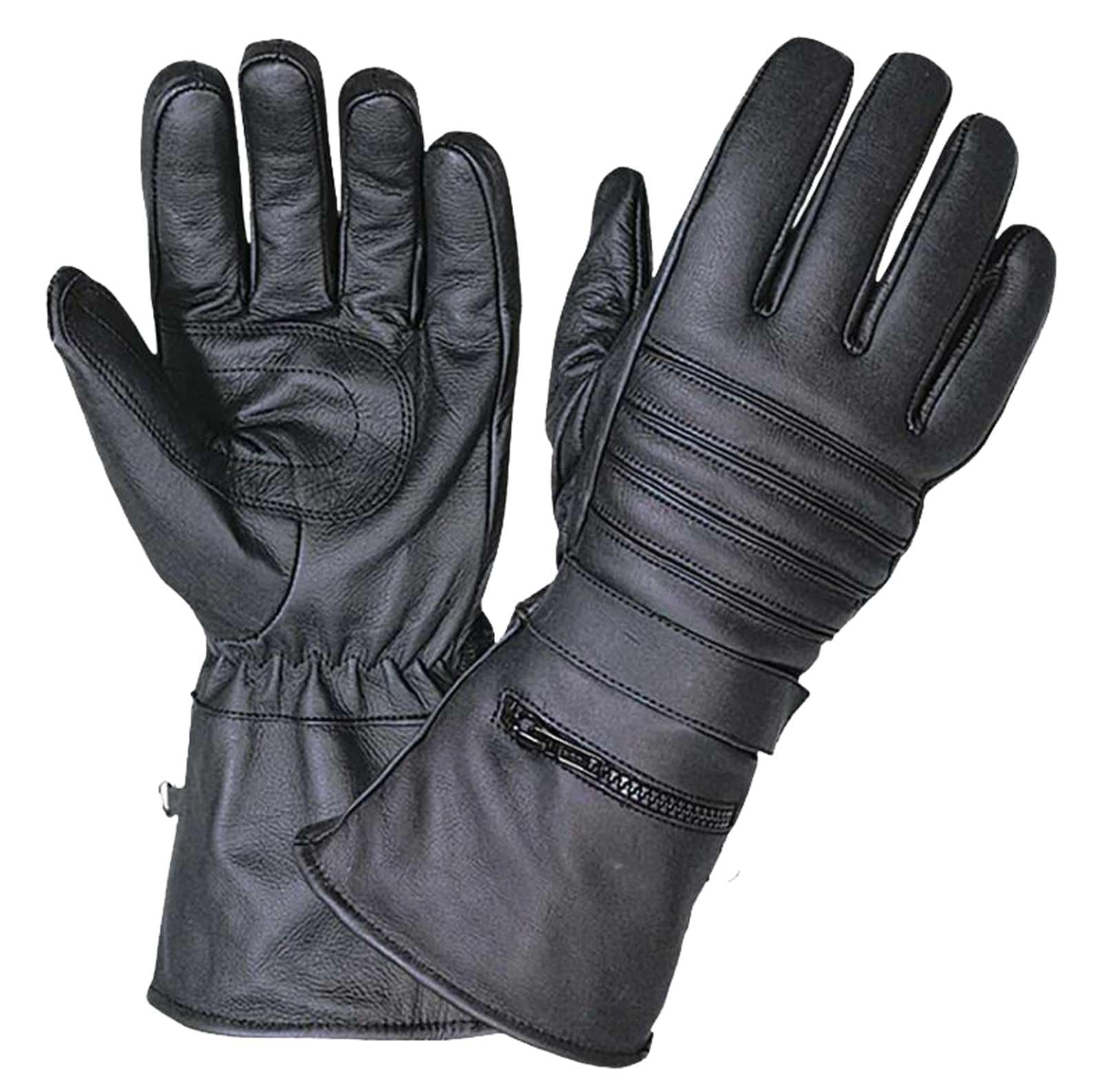 Mens Motorcycle Gauntlet Gloves with Rain Cover,Black,Size - Large