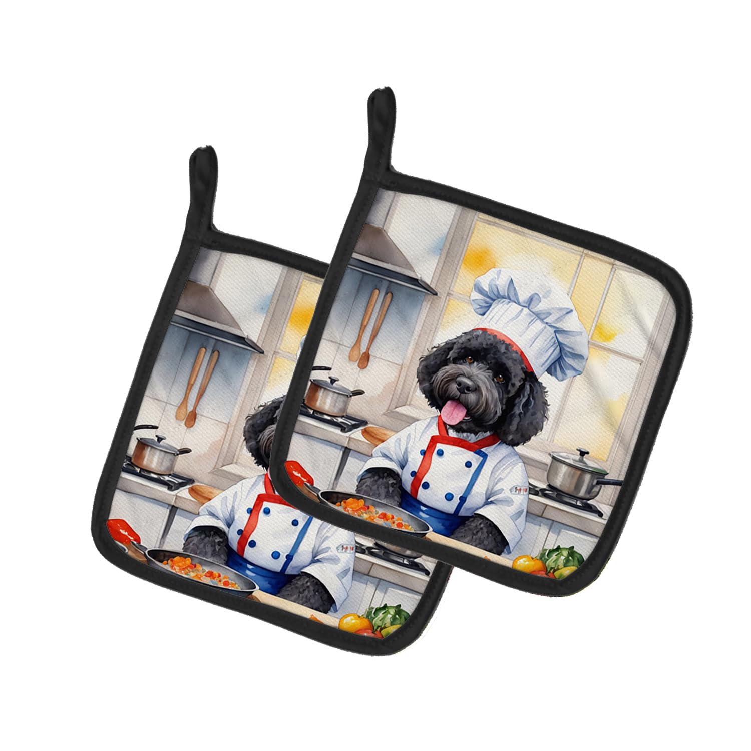 Portuguese Water Dog The Chef Pair of Pot Holders