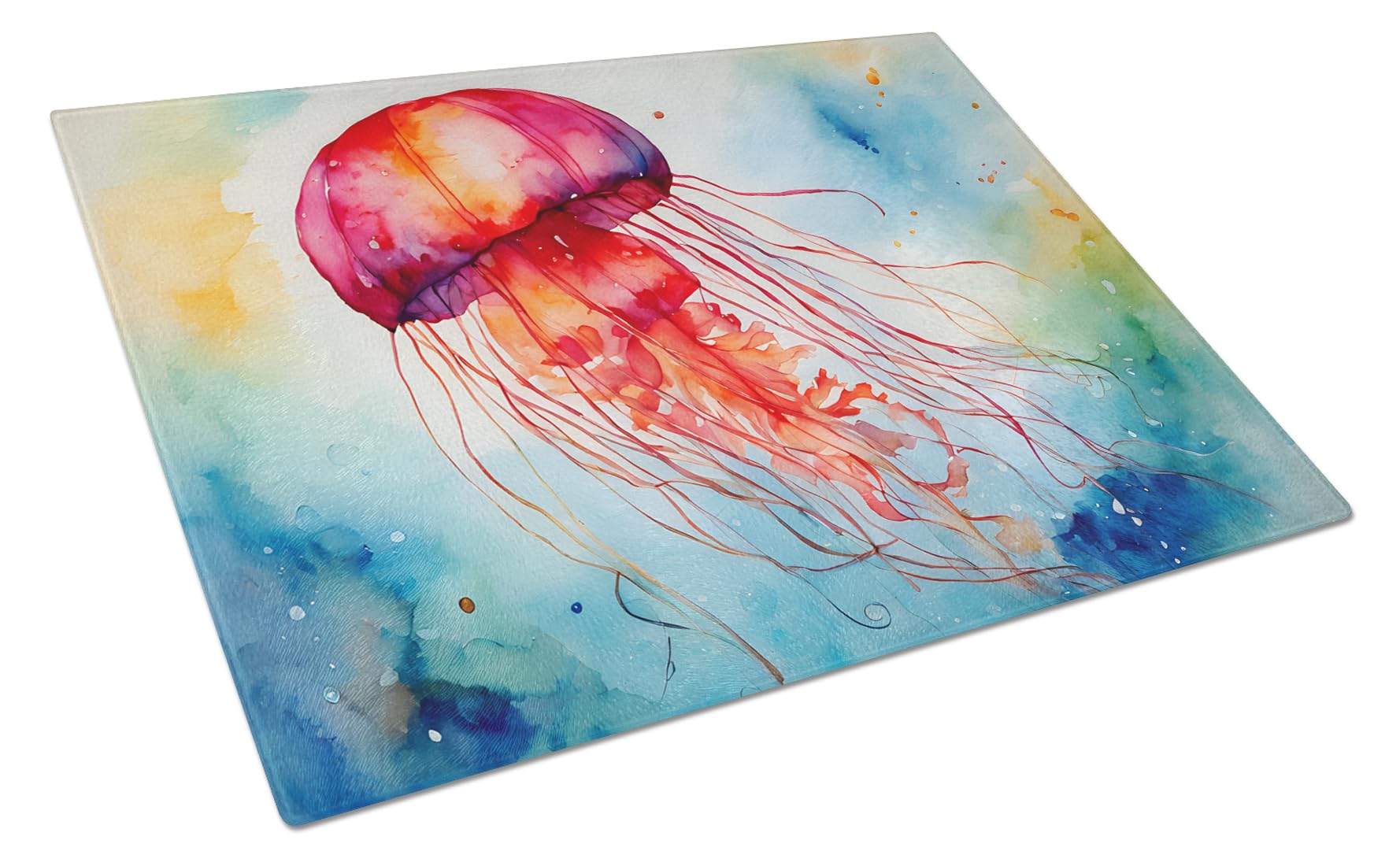 Carolines Treasures DAC2791LCB Jellyfish Glass Cutting Board Large Decorative Tempered Glass Kitchen Cutting and Serving Board Large Size Chopping Board