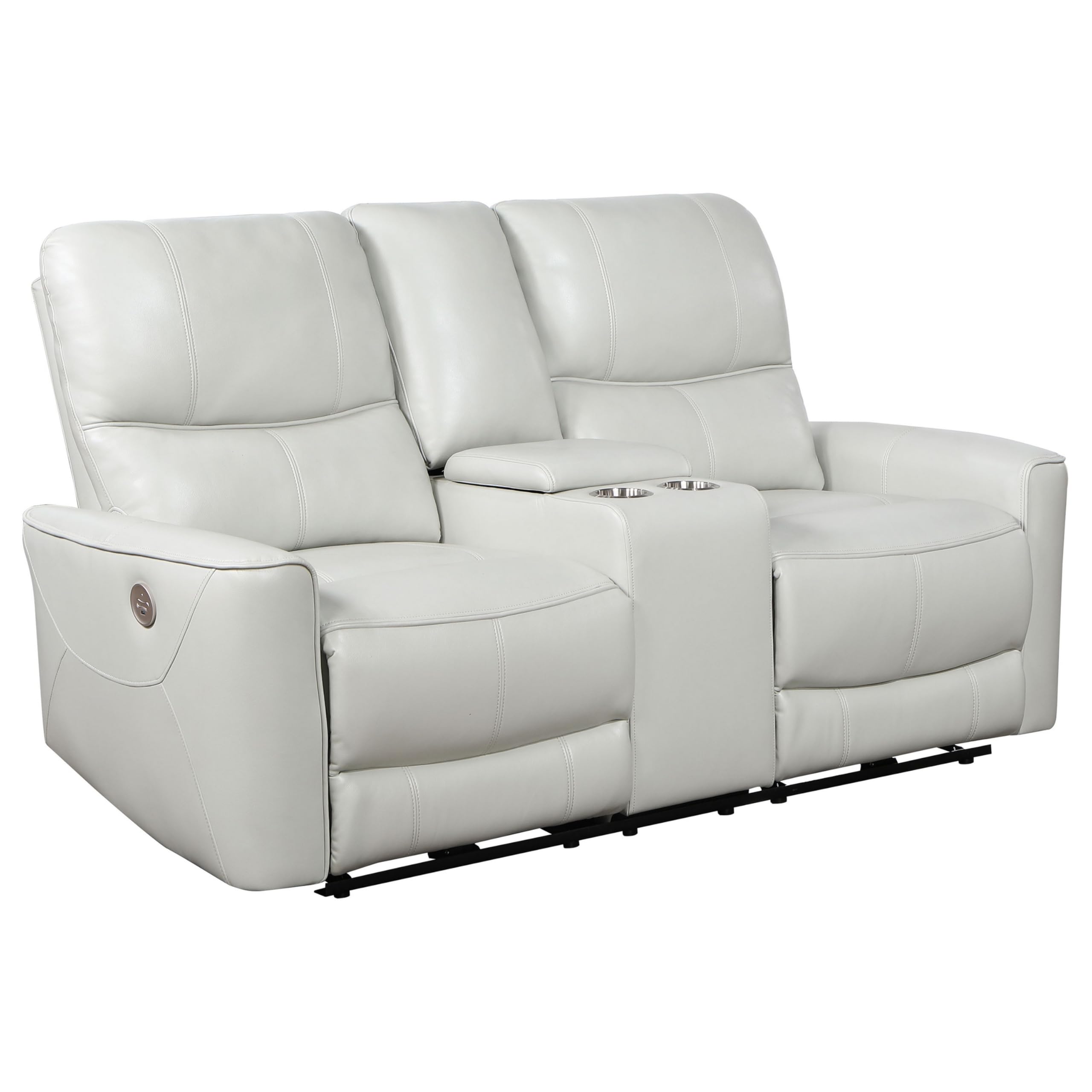 Lima Power Recliner Loveseat, Ivory Faux Leather, USB Port, Foam, 72 Inch