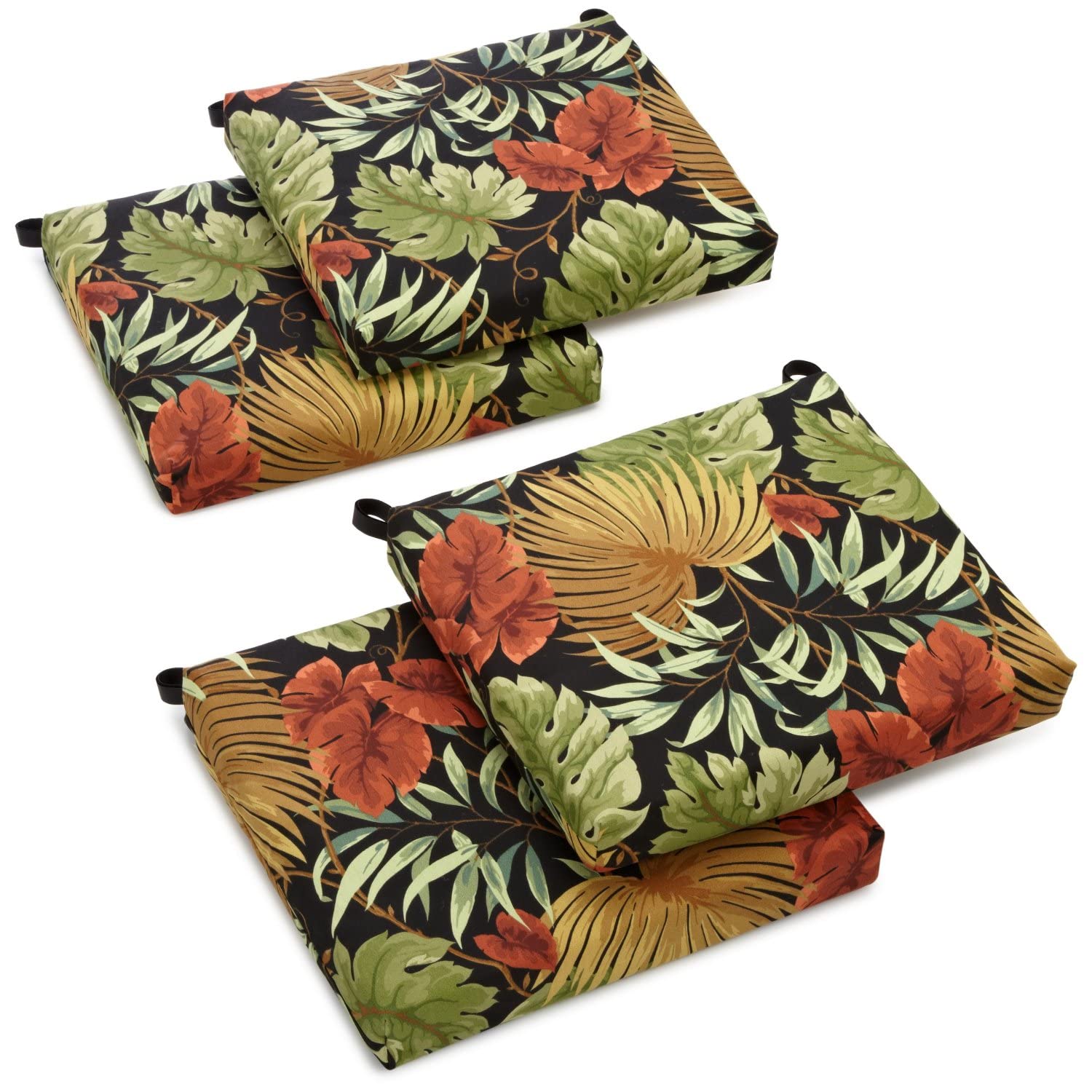 20-inch by 19-inch Spun Polyester Chair Cushion (Set of Four) - Tropique Raven