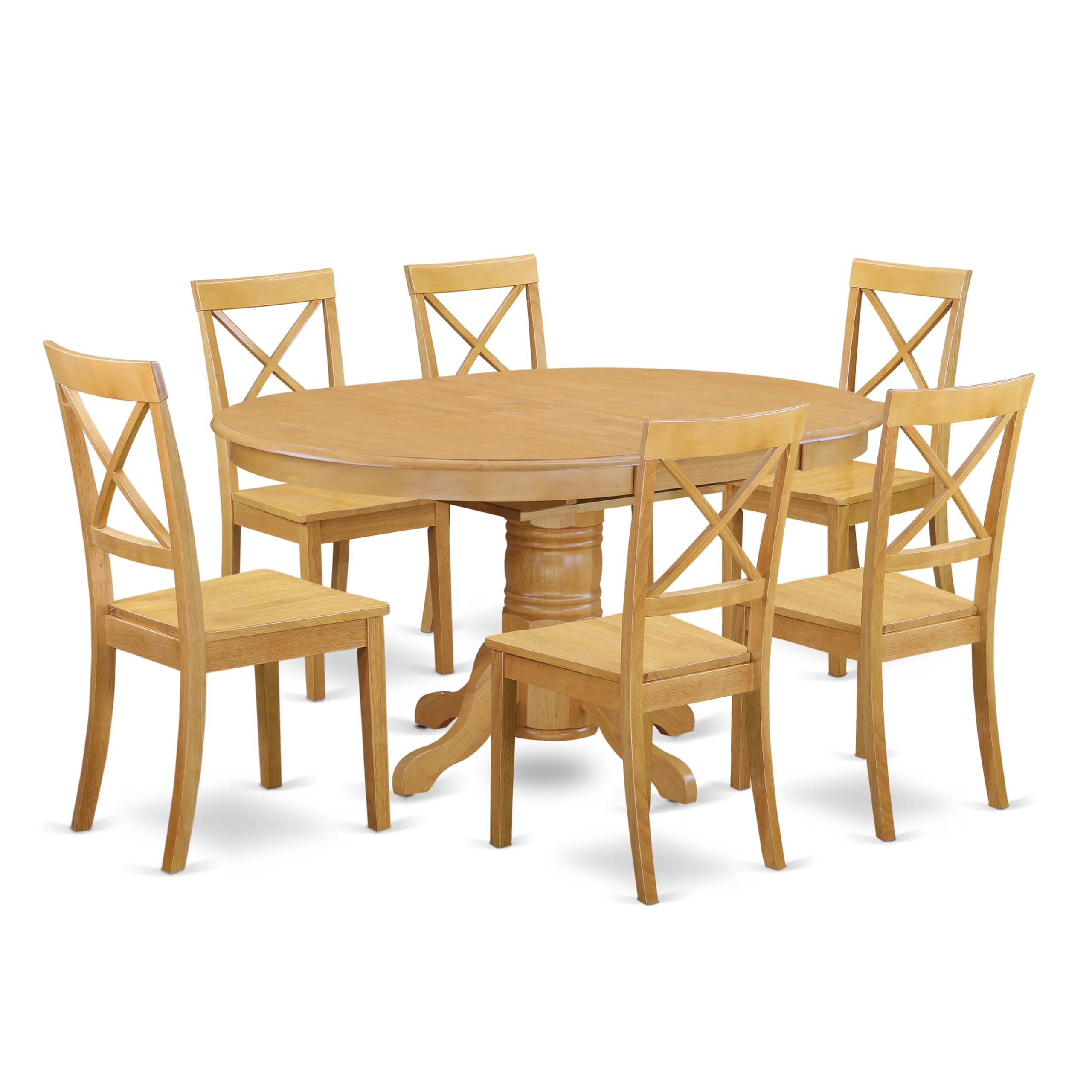 AVBO7-OAK-W 7 Pc Kitchen table set with a Dining Table and Six Wood Seat Chairs in Oak