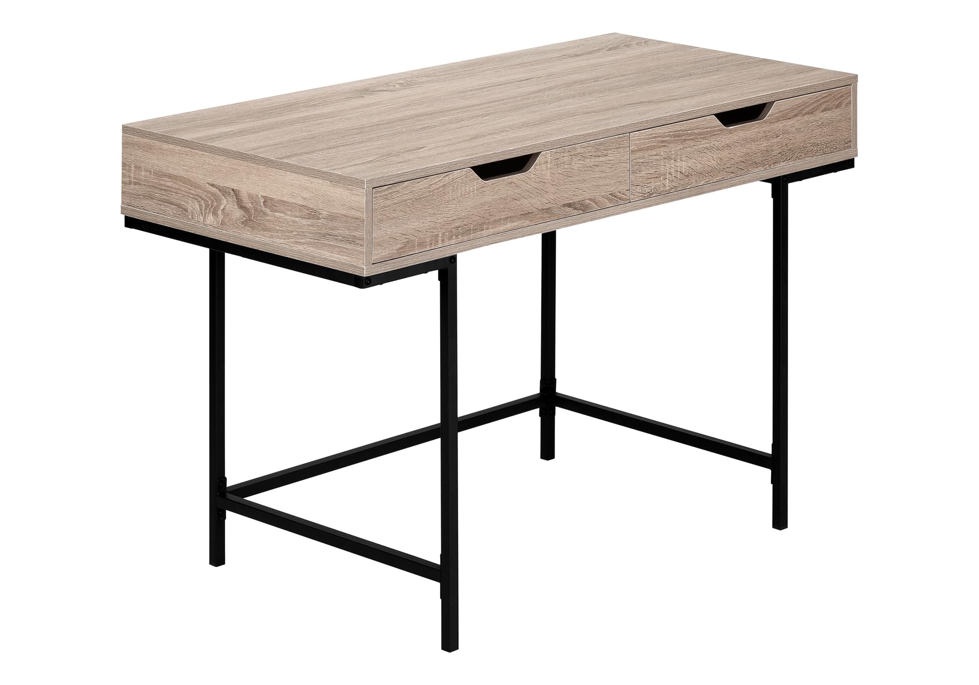 Monarch Specialties I 7555 Computer Desk, Home Office, Laptop, Storage Drawers, 48' L, Work, Metal, Laminate, Brown, Black, Contemporary, Modern
