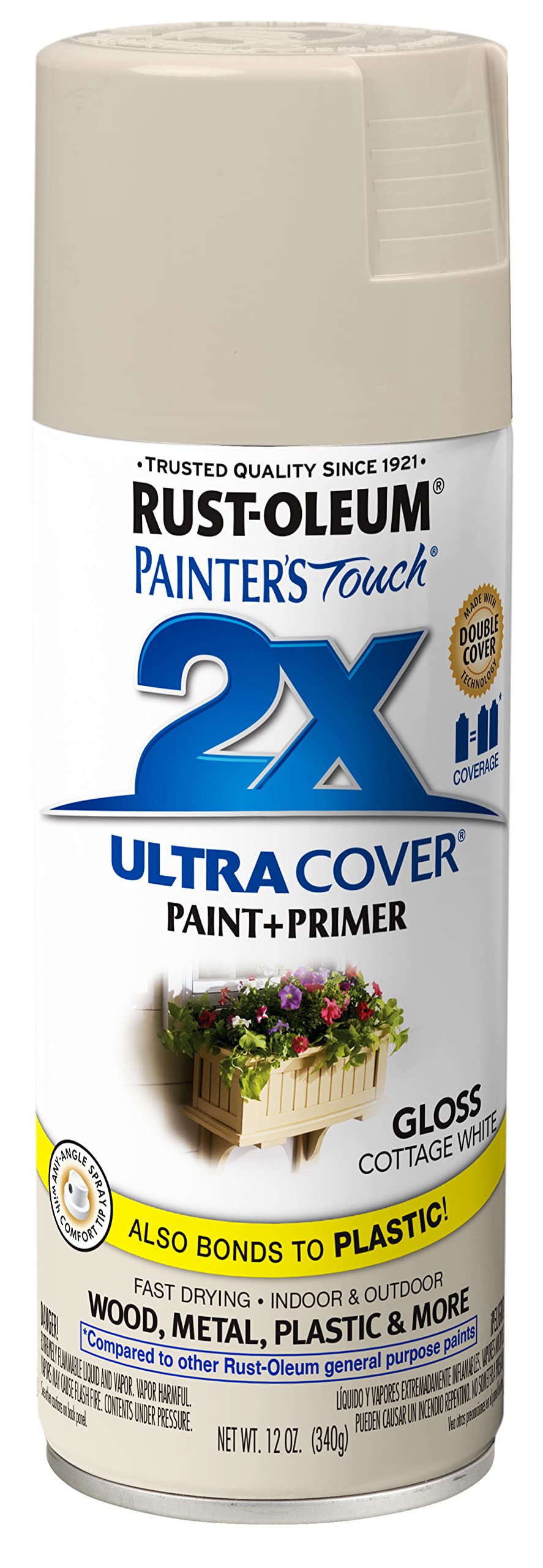 Rust-Oleum 249099 Painter'S Touch 2X Ultra Cover, 12 Ounce (Pack Of 1), Gloss Navajo White