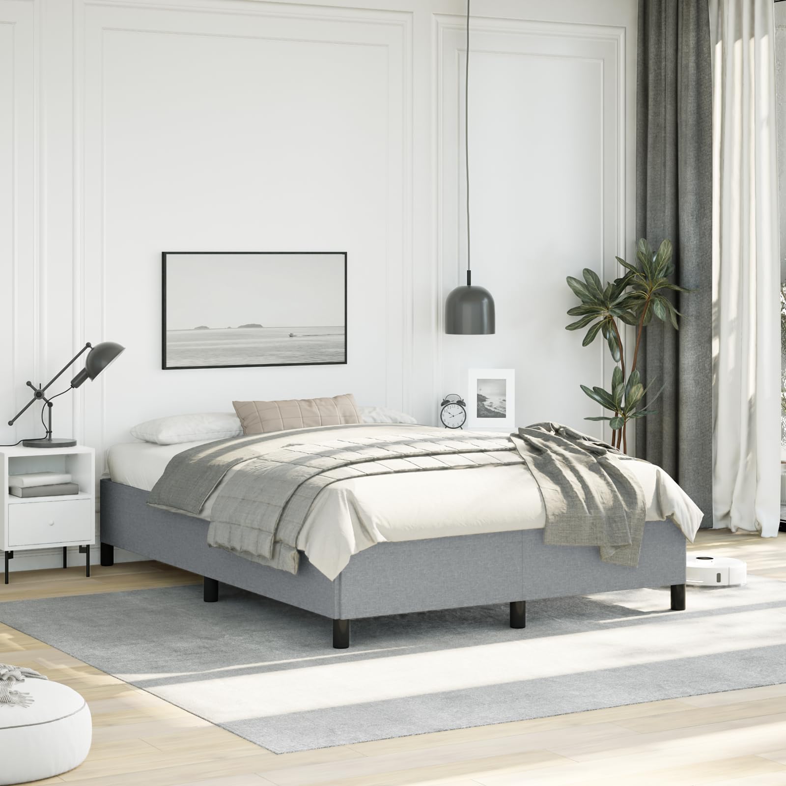 vidaXL Bed Frame Light Gray 53.9x74.8??Full Fabric