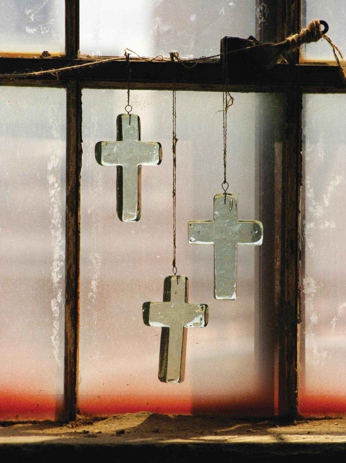 Glass Cross Sun Catcher Ornament