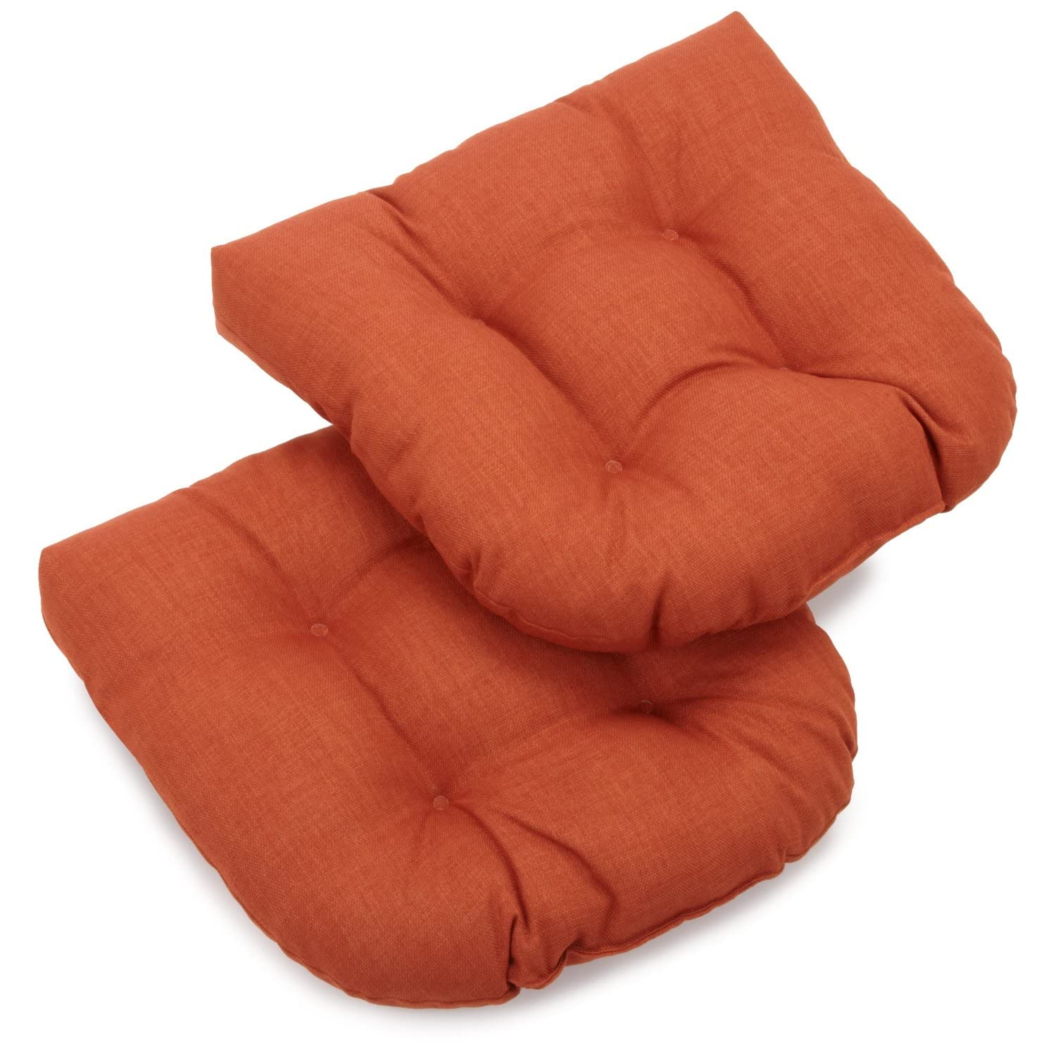19-inch U-Shaped Outdoor Spun Polyester Tufted Dining Chair Cushion (Set of 2) - Cinnamon