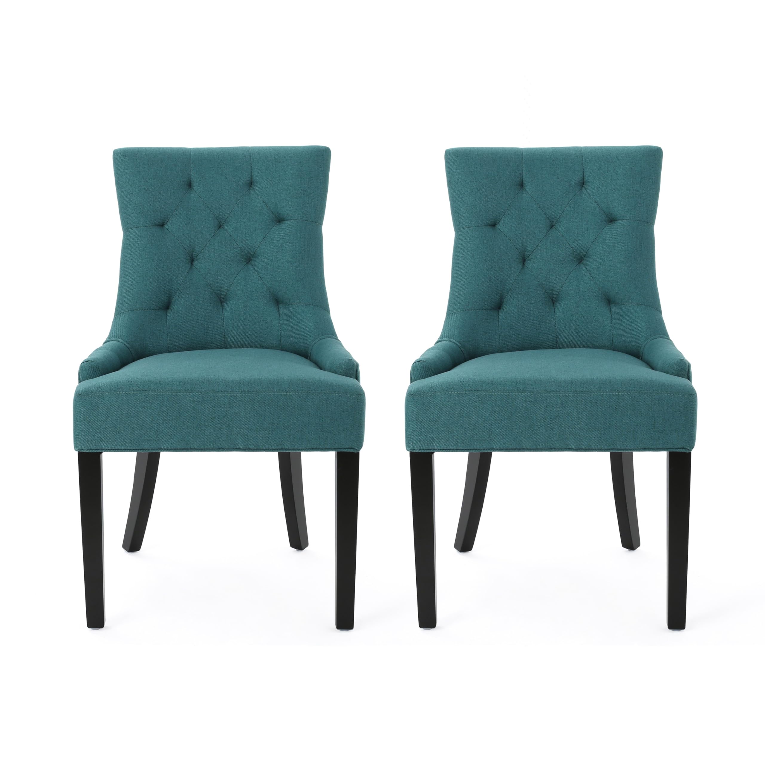 Chen Dining Chair Set of 2, 36 Inch Oval Shaped Padded Cushion, Teal