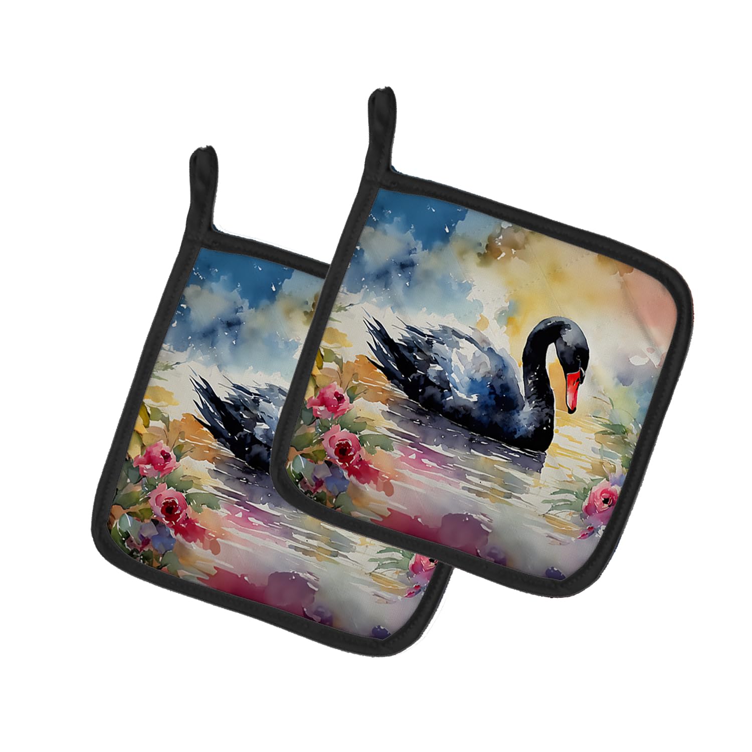 Black Swan Pair of Pot Holders