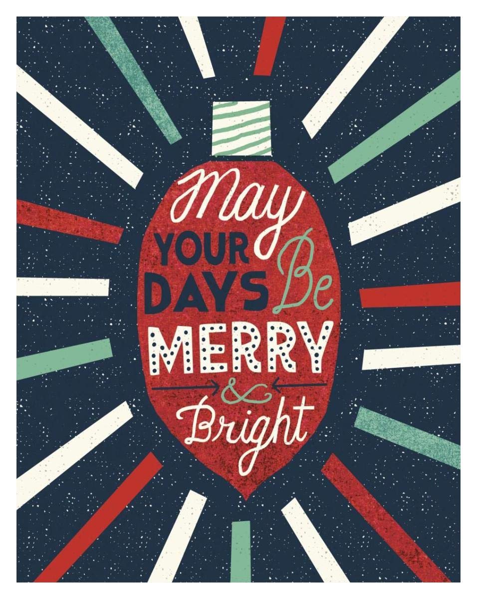 Festive Holiday Light Bulb Merry and Bright -Paper Art-30x37″