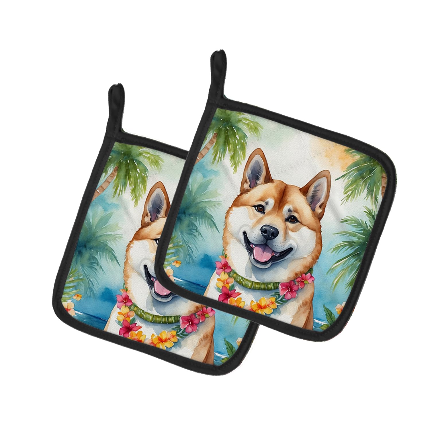 Akita Luau Pair of Pot Holders