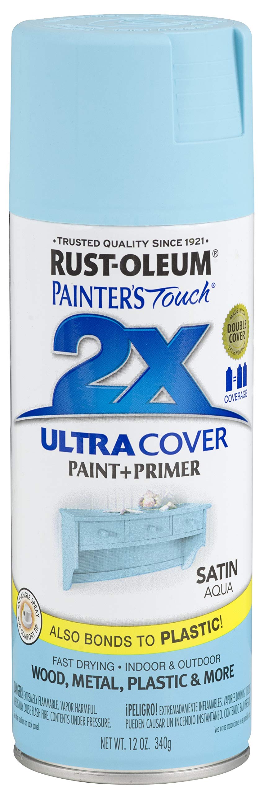 Rust-Oleum 249085 Painter'S Touch 2X Ultra Cover, 12 Ounce (Pack Of 1), Satin Aqua