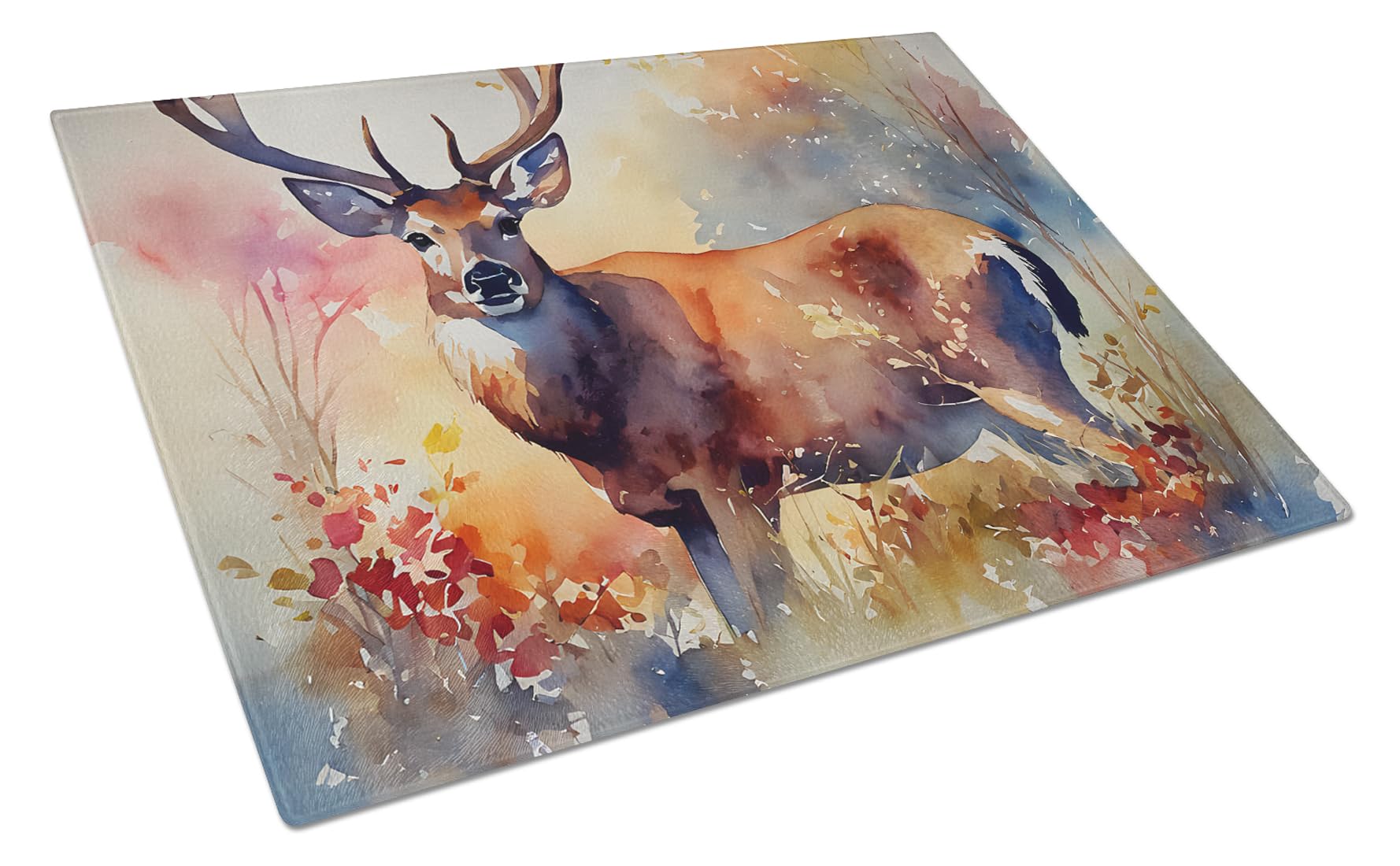 Carolines Treasures DAC2903LCB Deer Glass Cutting Board Large Decorative Tempered Glass Kitchen Cutting and Serving Board Large Size Chopping Board