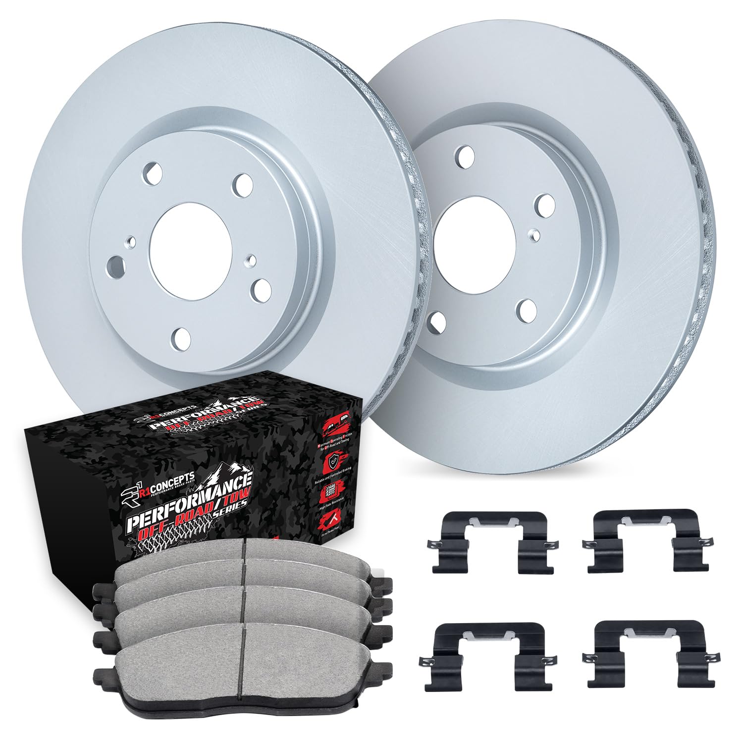 R1 Concepts Carbon Coated Disc Brake Rotor Set with Off-Road/Tow Brake Pads and Hardware WDVH1-54012