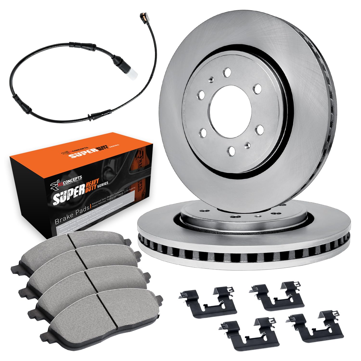 R1 Concepts Disc Brake Rotor Set with Super Duty Pads, Sensor, and Hardware WFXS1-63387