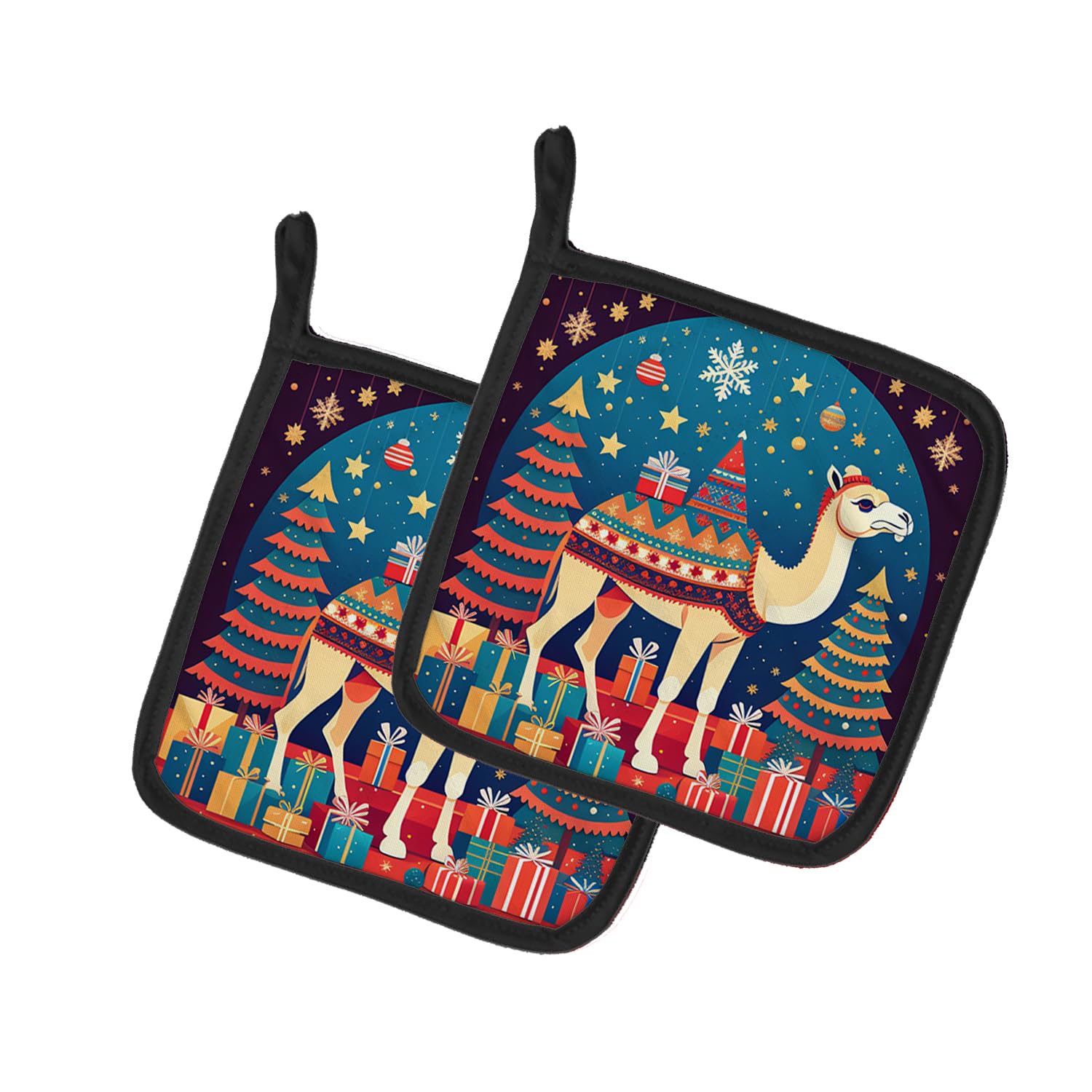 Camel Christmas Pair of Pot Holders