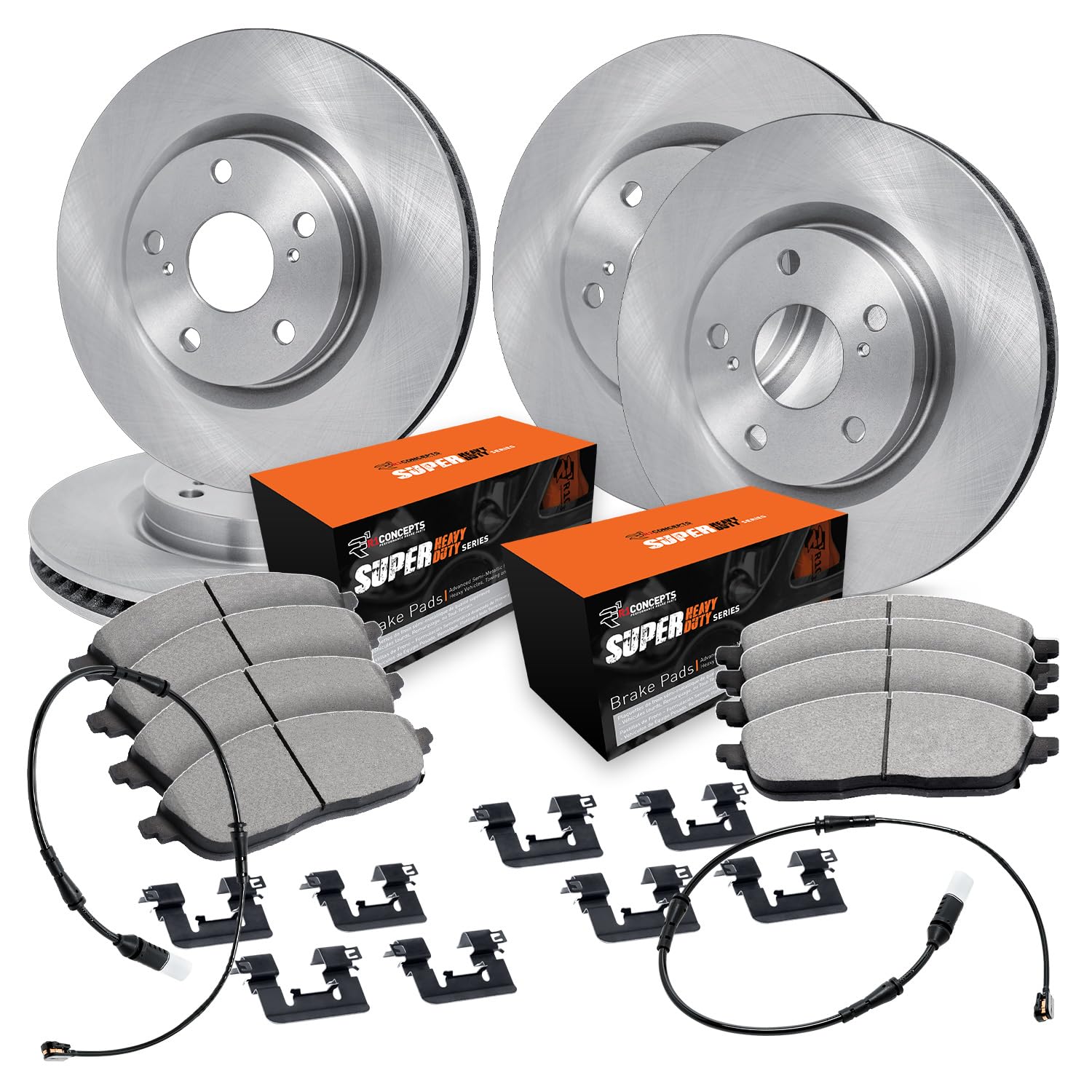 R1 Concepts Disc Brake Rotor Set with Super Duty Pads, Sensor, and Hardware WFXS2-40009