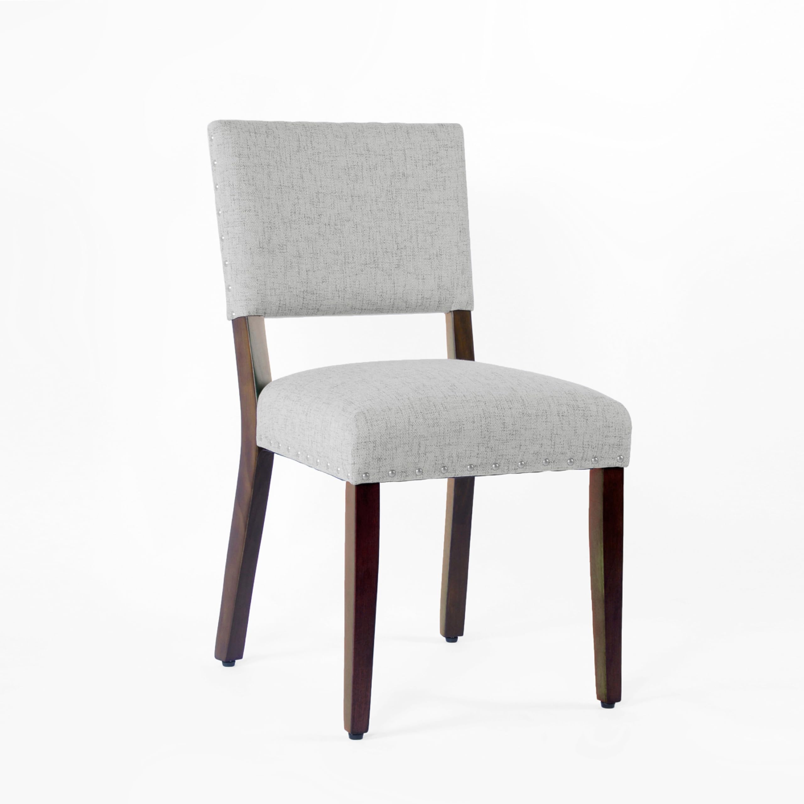 Dining Side Chair Set of 2, Padded Open Back, Gray Woven Fabric