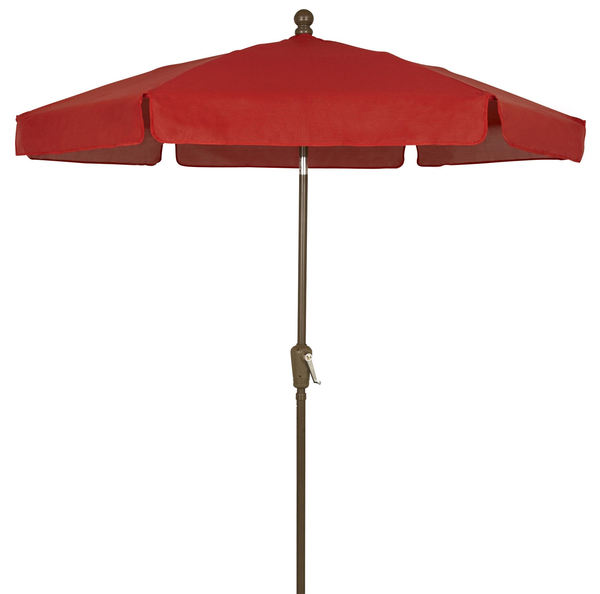 7.5 Hex Home Garden  Umbrella 6 Rib Crank Champagne Bronze with Red Vinyl Coated Weave Canopy