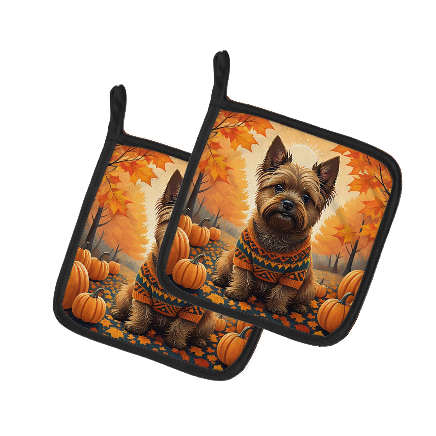 Cairn Terrier Fall Pair of Pot Holders