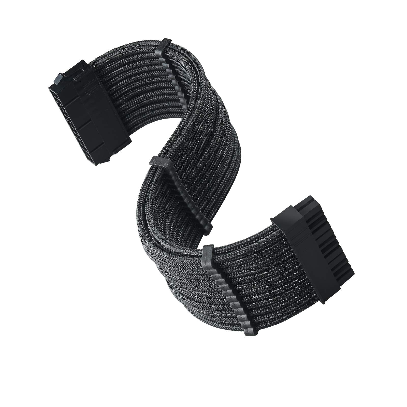 SST-PP07E-MBB,  24pin black sleeve extension cable, 18AWG, black cable comb x 4,
