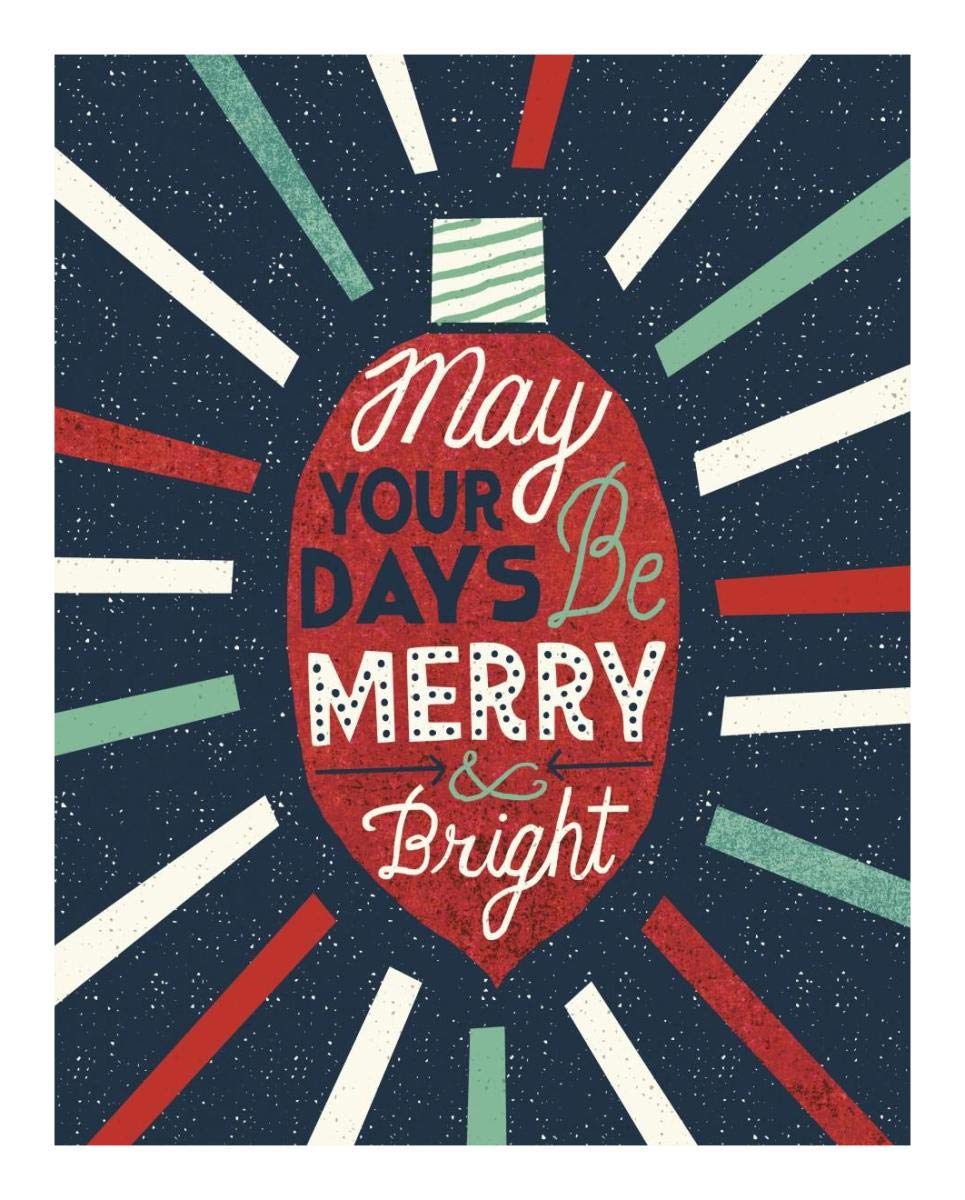 Festive Holiday Light Bulb Merry and Bright -Paper Art-18x22″