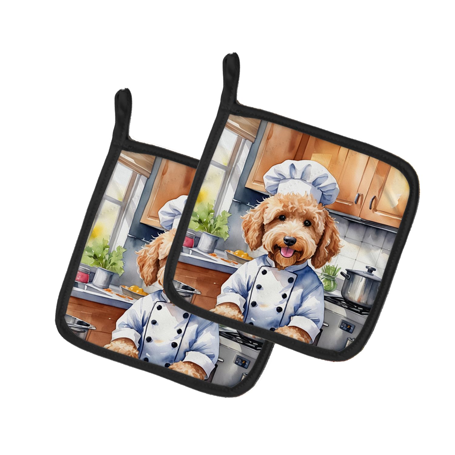 Goldendoodle The Chef Pair of Pot Holders
