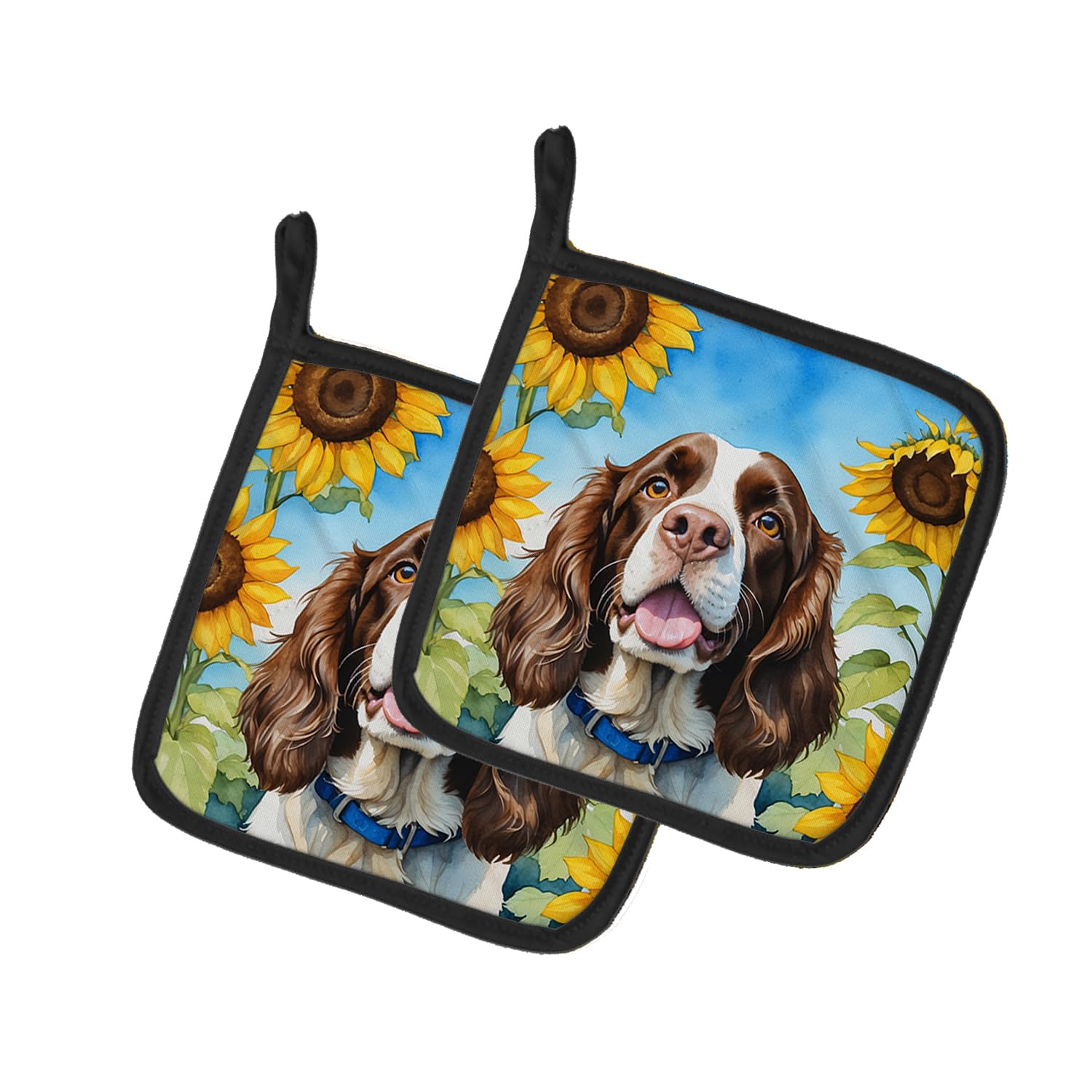 English Springer Spaniel in Sunflowers Pair of Pot Holders