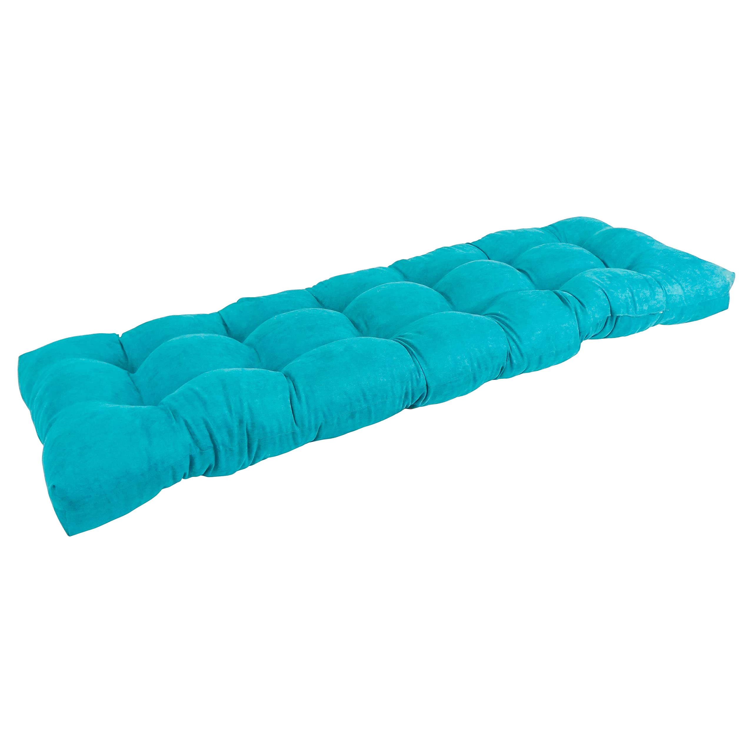 60-inch by 19-inch Tufted Solid Microsuede Bench Cushion Blue-Color