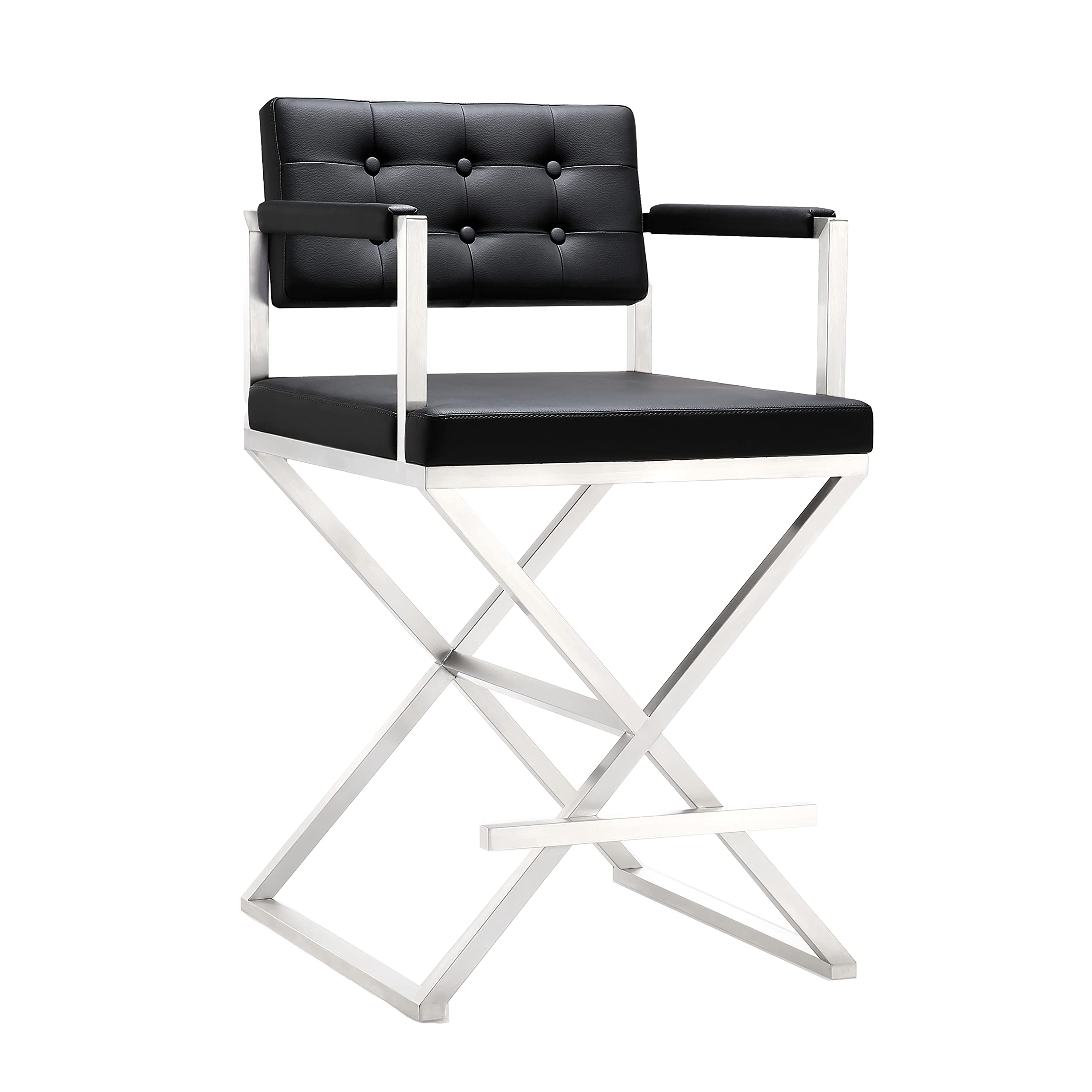 Director White Stainless Steel Barstool