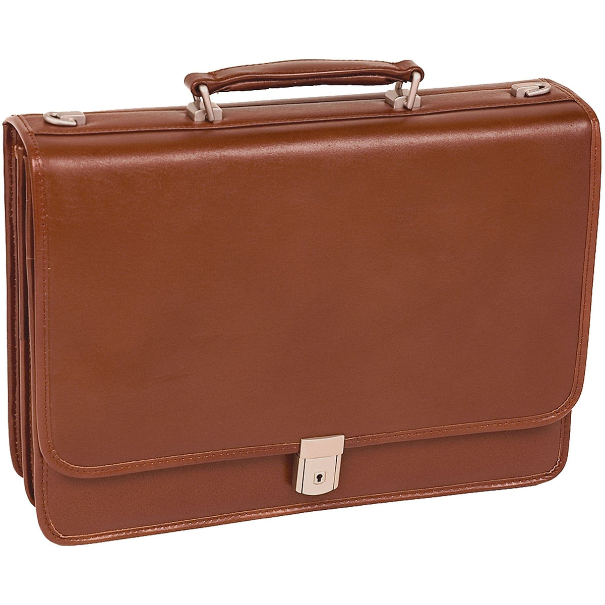 Mcklein V Series, Lexington, Top Grain Cowhide Leather,Flapover Double Compartment Briefcase, Brown (83544)