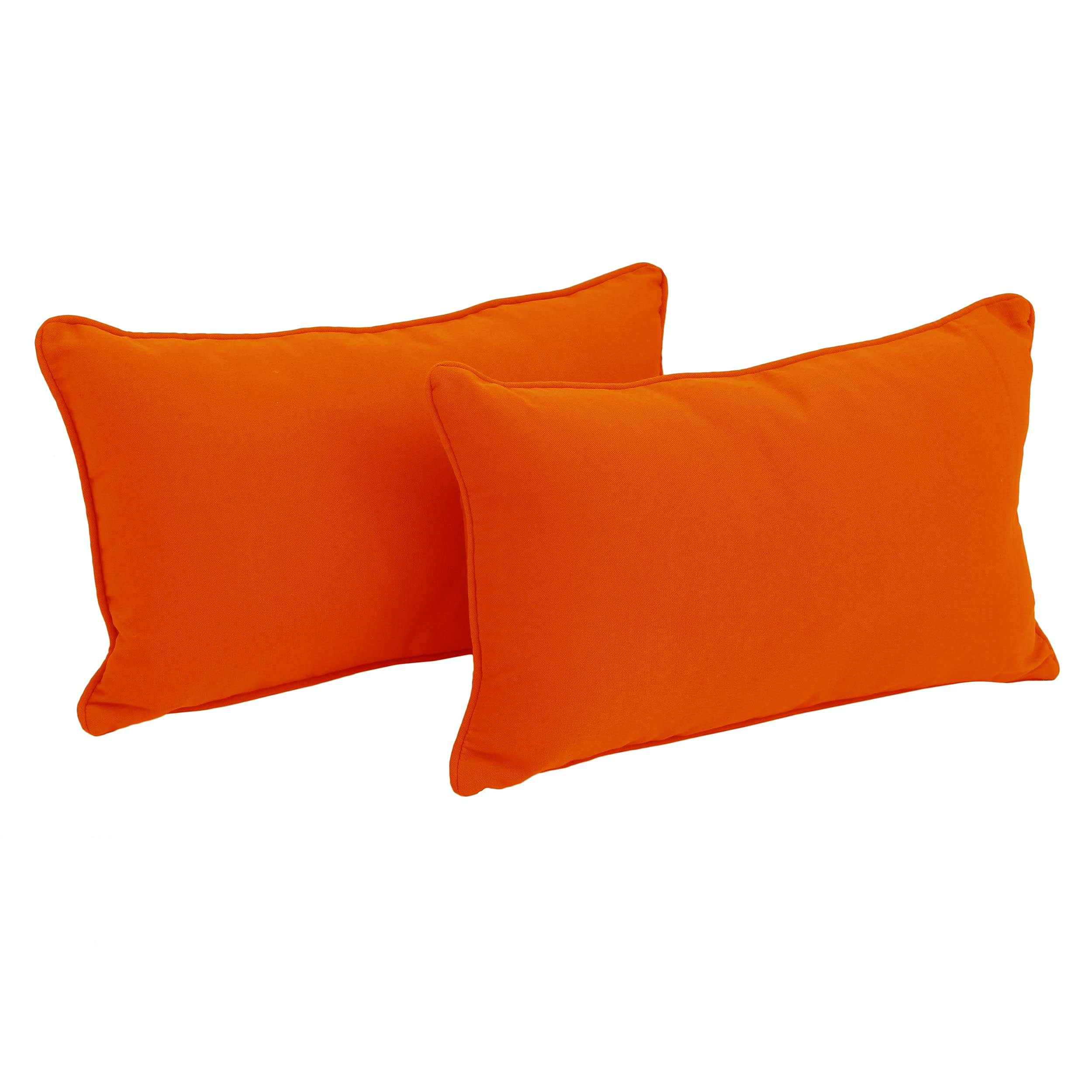 20-inch by 12-inch Double-corded Solid Twill Back Support Pillows with Inserts (Set of 2) - Tangerine Dream