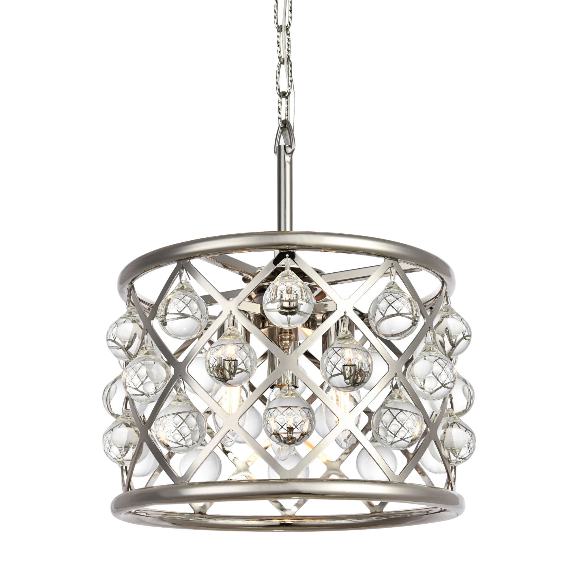 Madison 3 light polished Nickel Pendant Clear Royal Cut Crystal