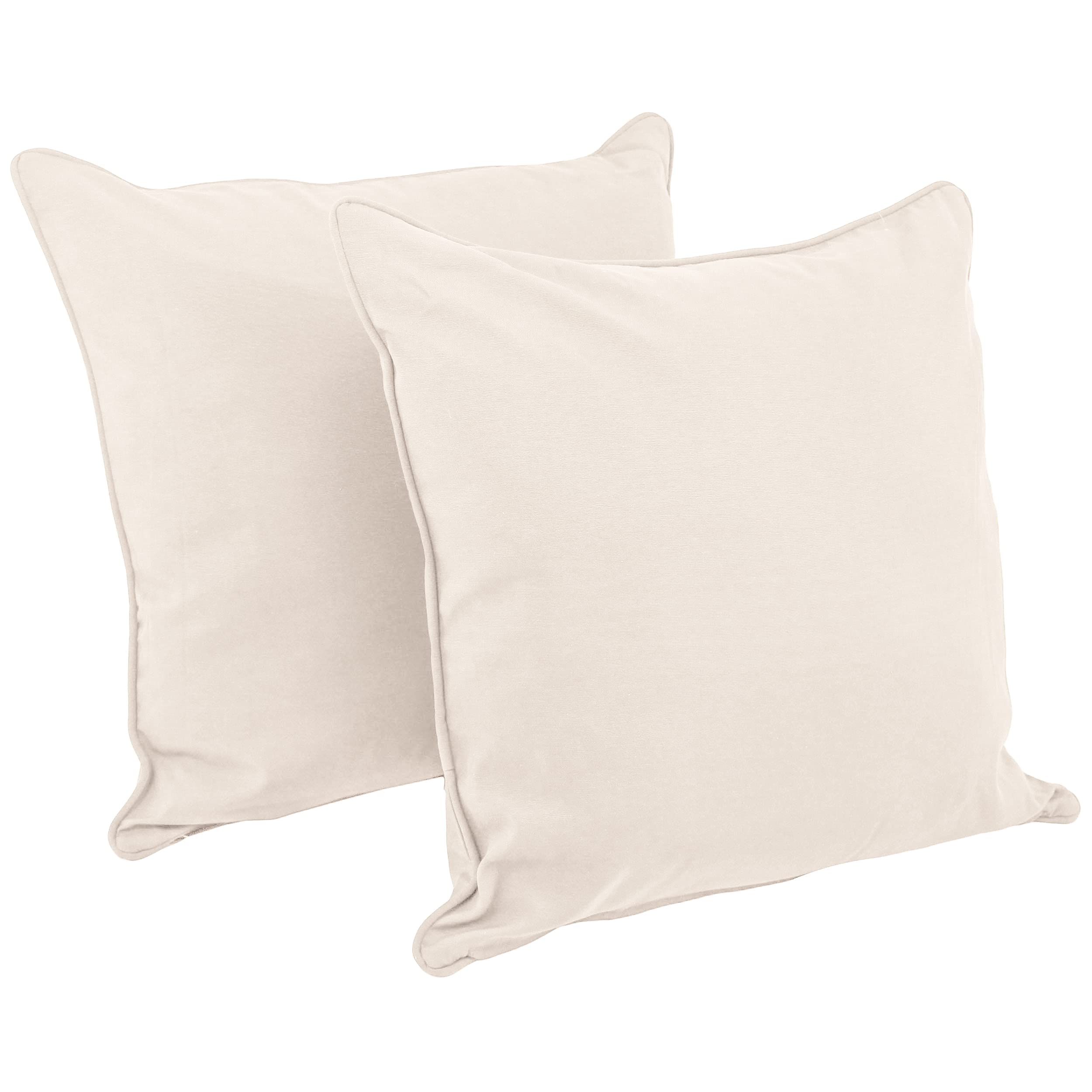 25-inch Double-corded Solid Twill Square Floor Pillows with Inserts (Set of 2) - Natural