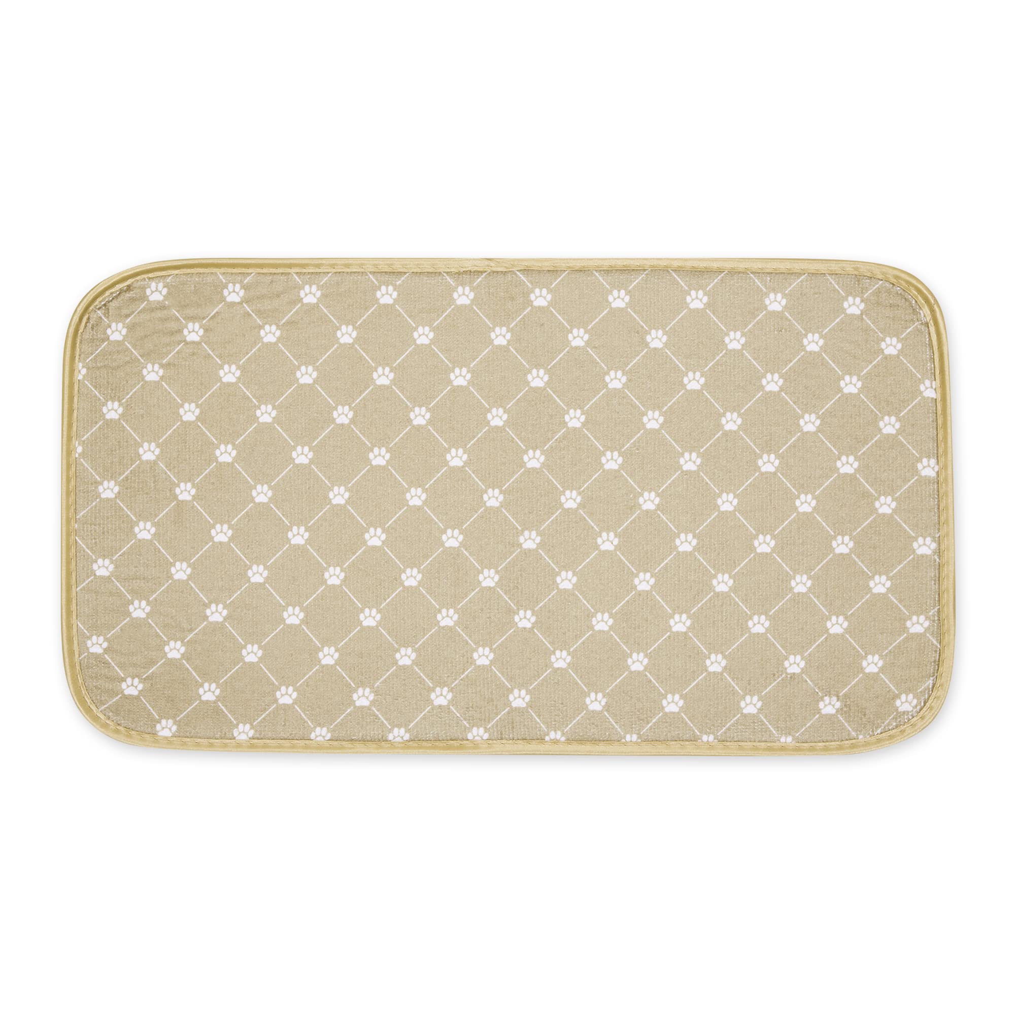Bone Dry Machine Washable, Ultra Absorbent Pet Mat, 10X18, Taupe Trellis Print