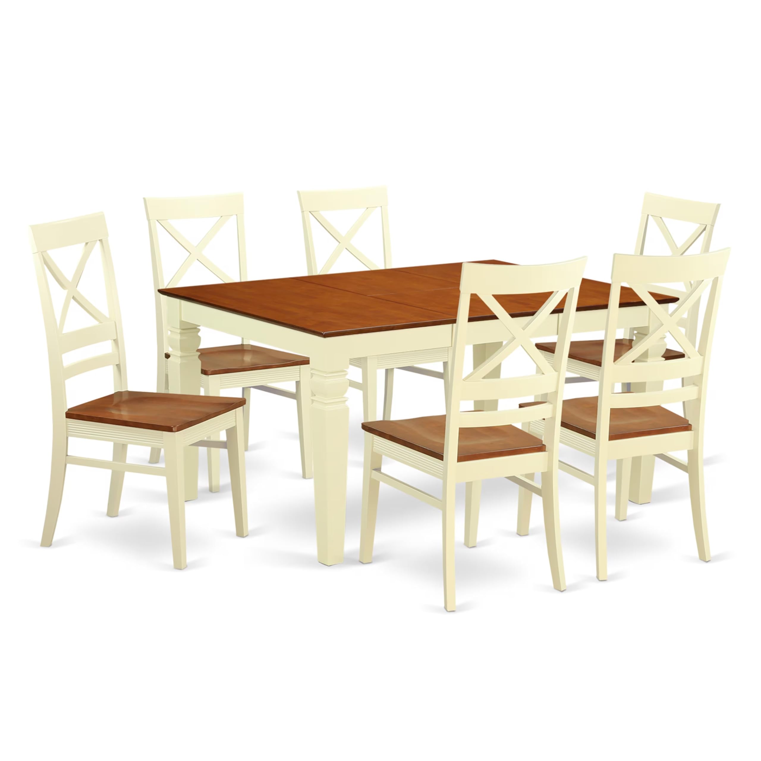 7  Pc  Kitchen  table  set  with  a  Dinning  Table  and  6  Wood  Dining  Chairs  in  Buttermilk  and  Cherry