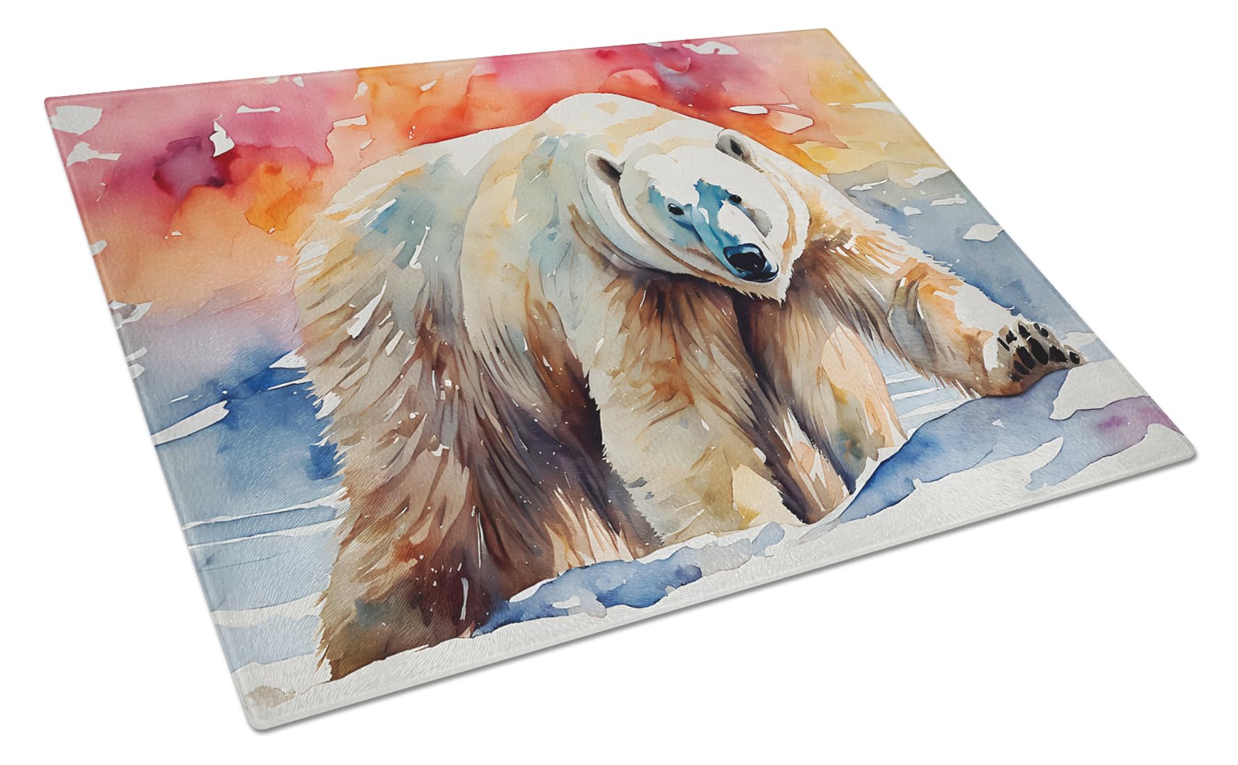 Carolines Treasures DAC2976LCB Polar Bear Glass Cutting Board Large Decorative Tempered Glass Kitchen Cutting and Serving Board Large Size Chopping Board