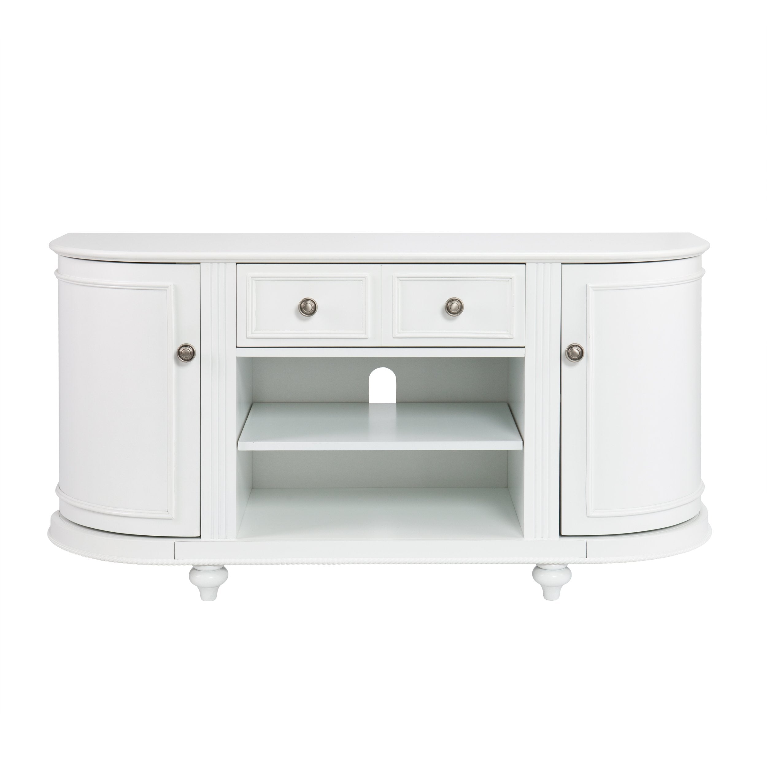 Sei Furniture Dandridge Tv Media Stand, White, Brushed Silver