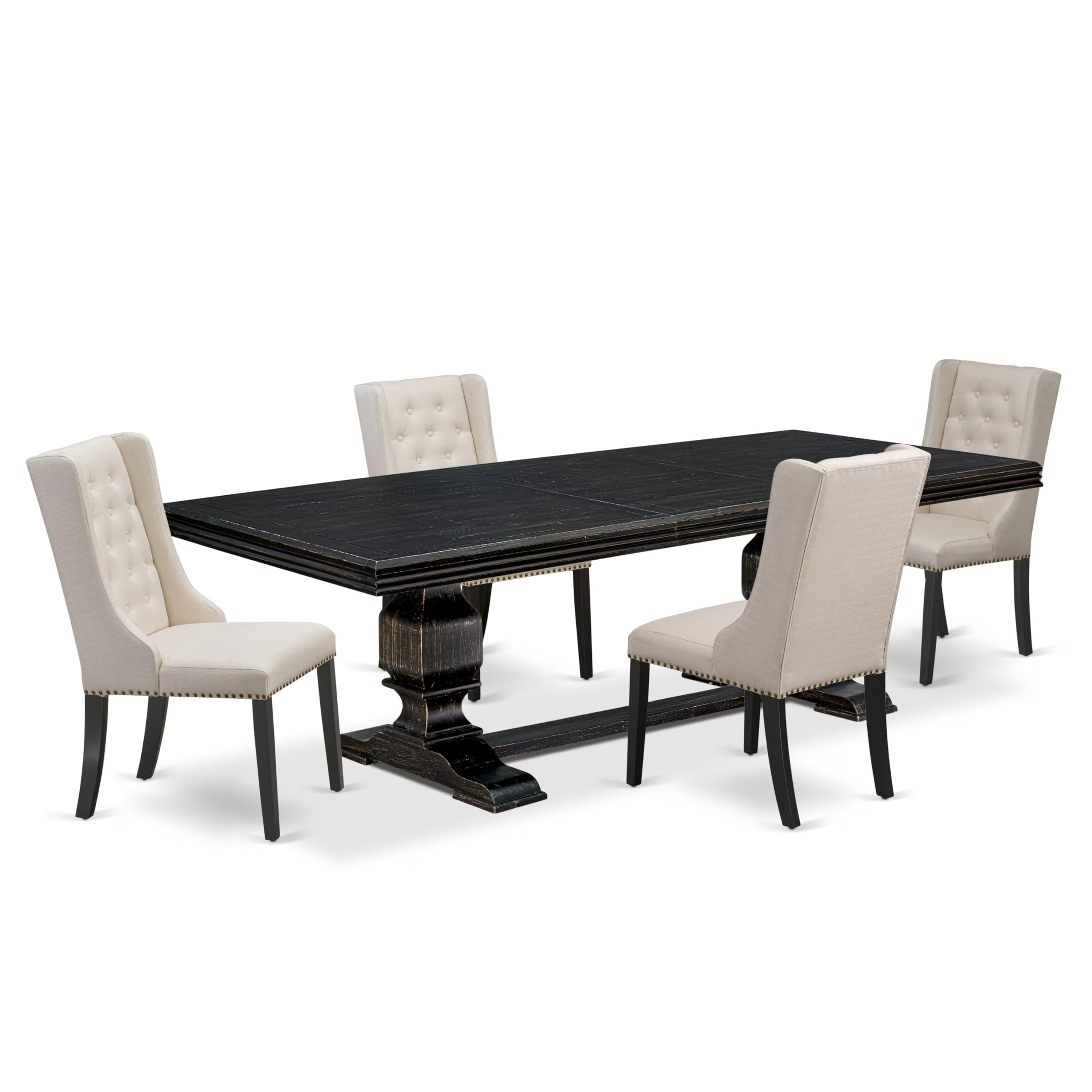 5 piece kitchen set in a wooden table and 4 kitchen chairs & black legs