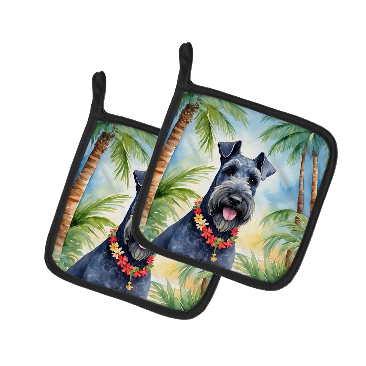 Kerry Blue Terrier Luau Pair of Pot Holders
