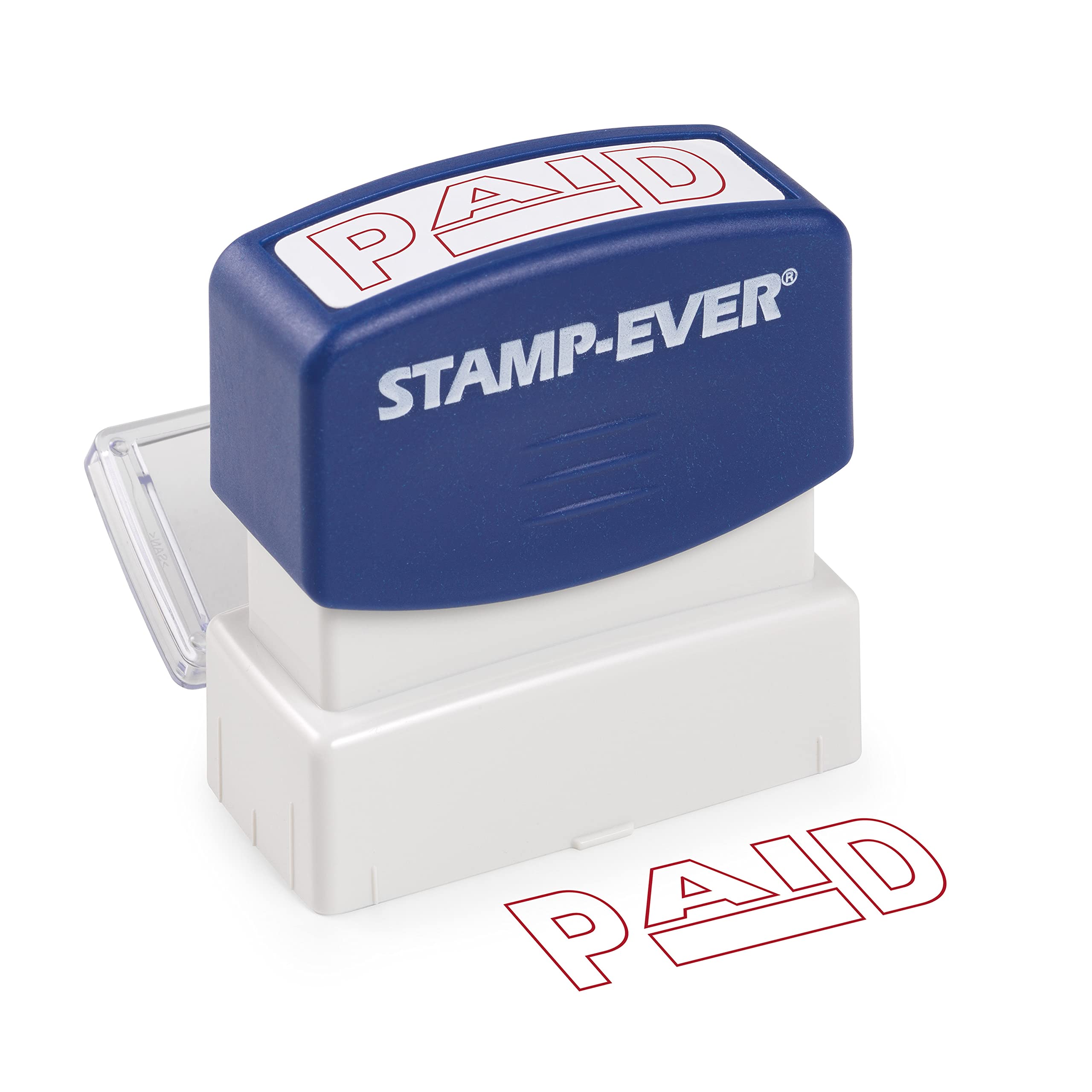 Stamp-Ever Pre-Inked Message Stamp - Paid, Red Ink - Impression Size: 9/16 x 1-11/16”
