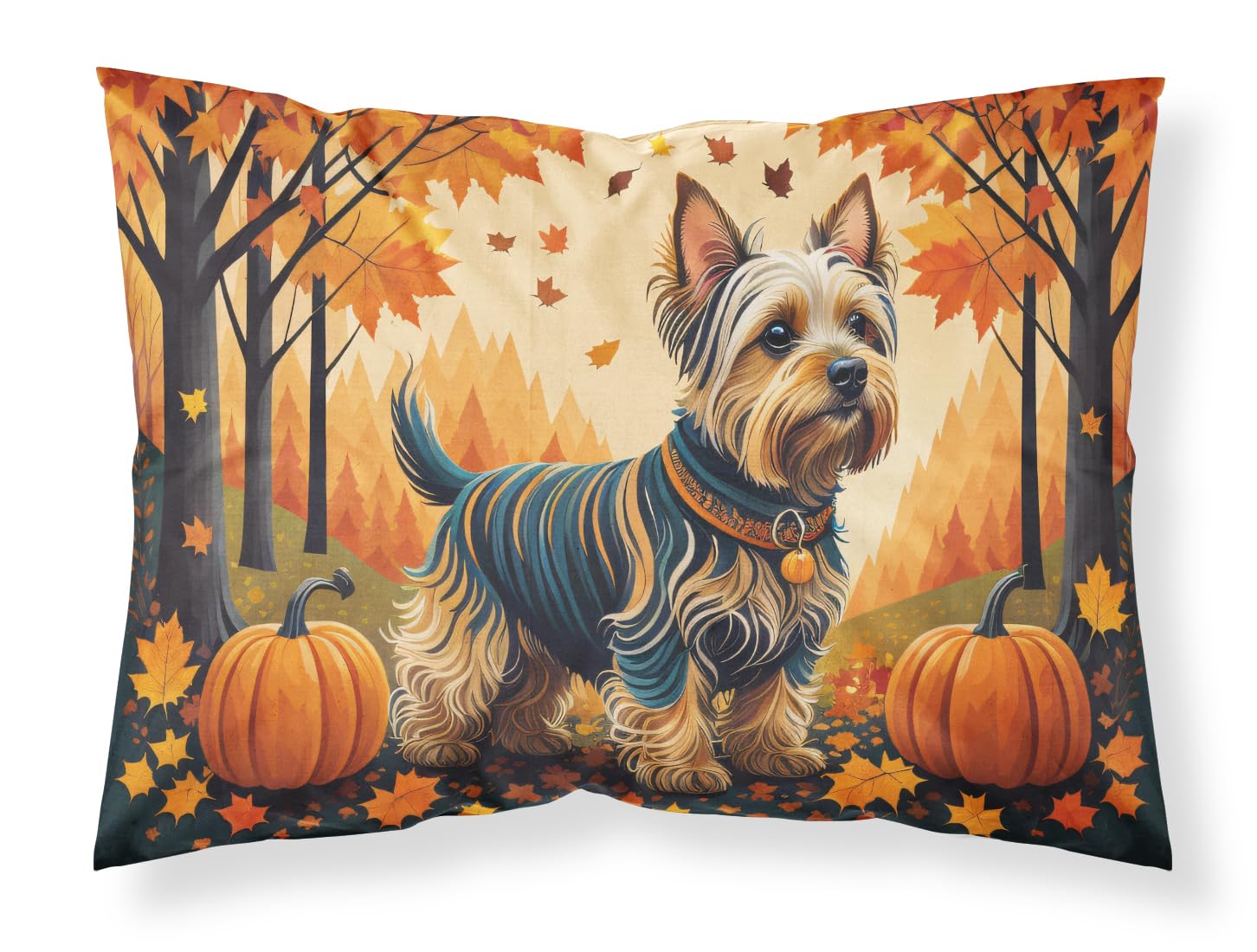 Carolines Treasures DAC1075PILLOWCASE Silky Terrier Fall Fabric Standard Pillowcase Lightweight Super Soft Easy Care Decorative Artwork Pillowcase, Standard