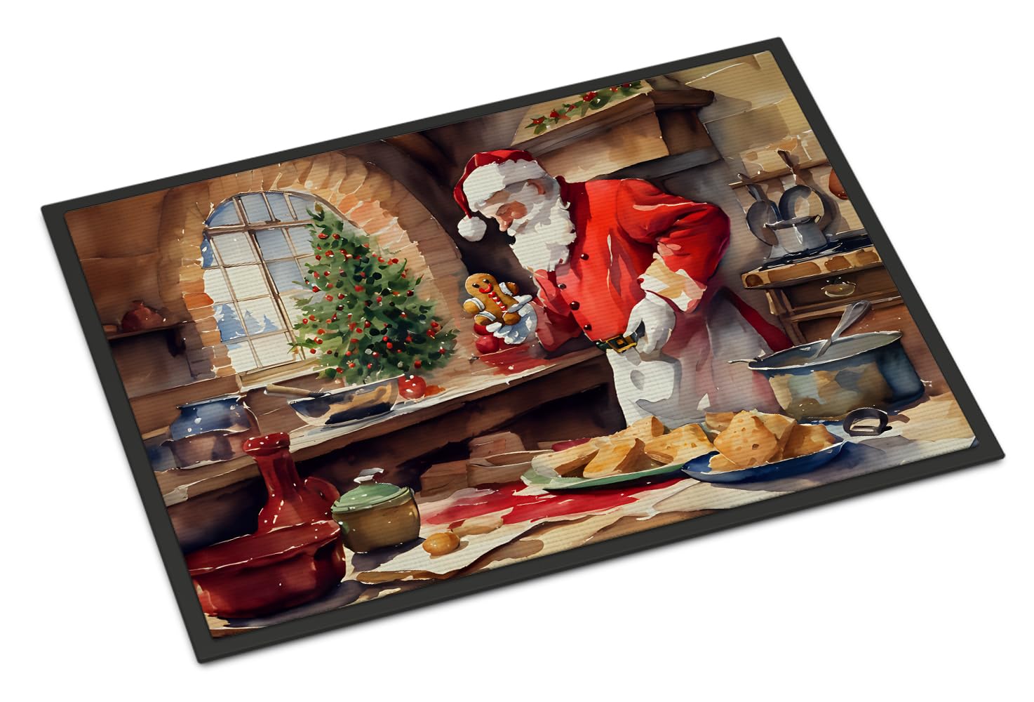 Carolines Treasures DAC3307MAT Cookies with Santa Claus Doormat Front Door Mat Indoor Outdoor Rugs for Entryway, Non Slip Washable Low Pile, 18H X 27W
