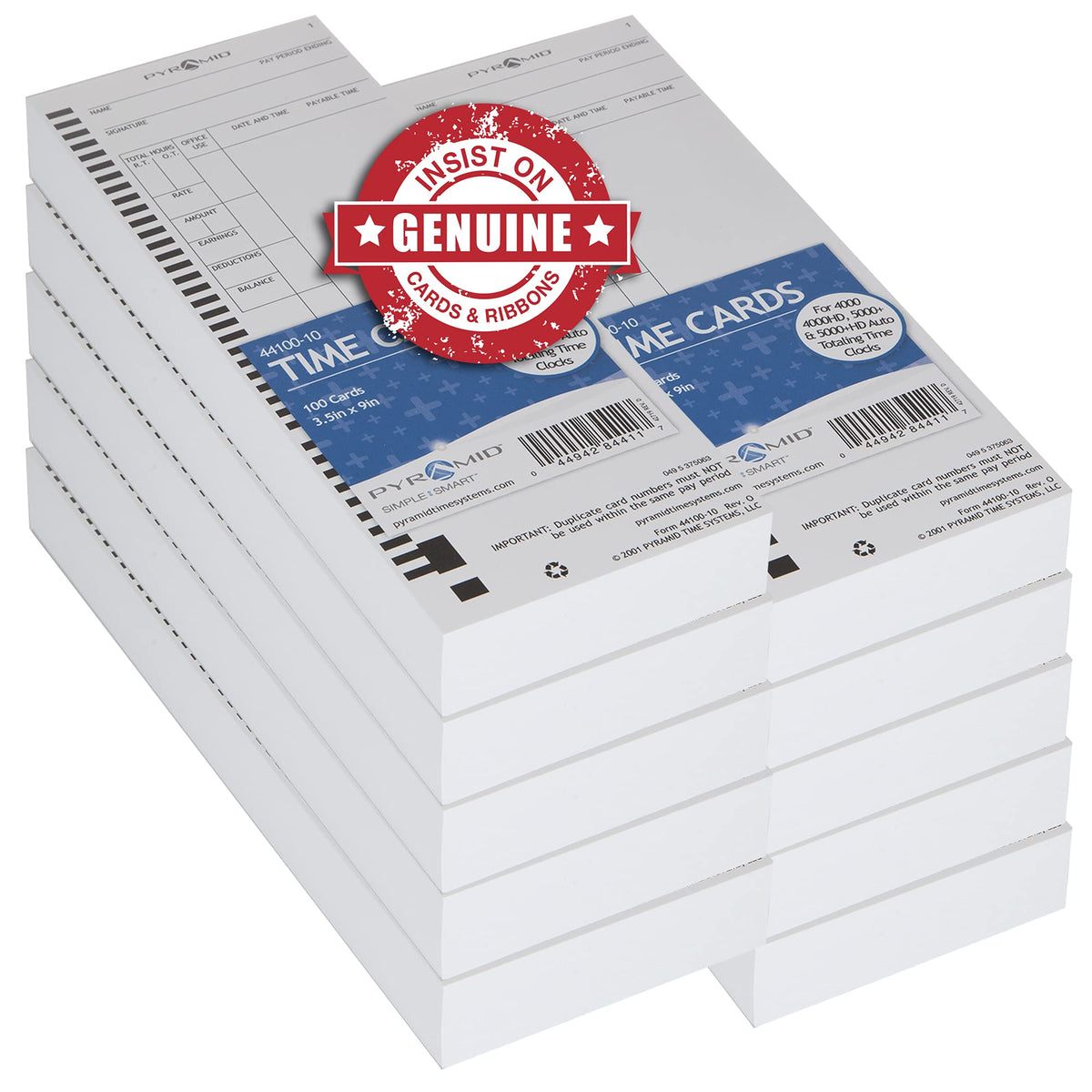 Pyramid Time Systems, 44100-10Mb, 1,000 Count Genuine And Authentic Time Cards For 4000, 4000Pro, 4000Prok And 5000 Series Time