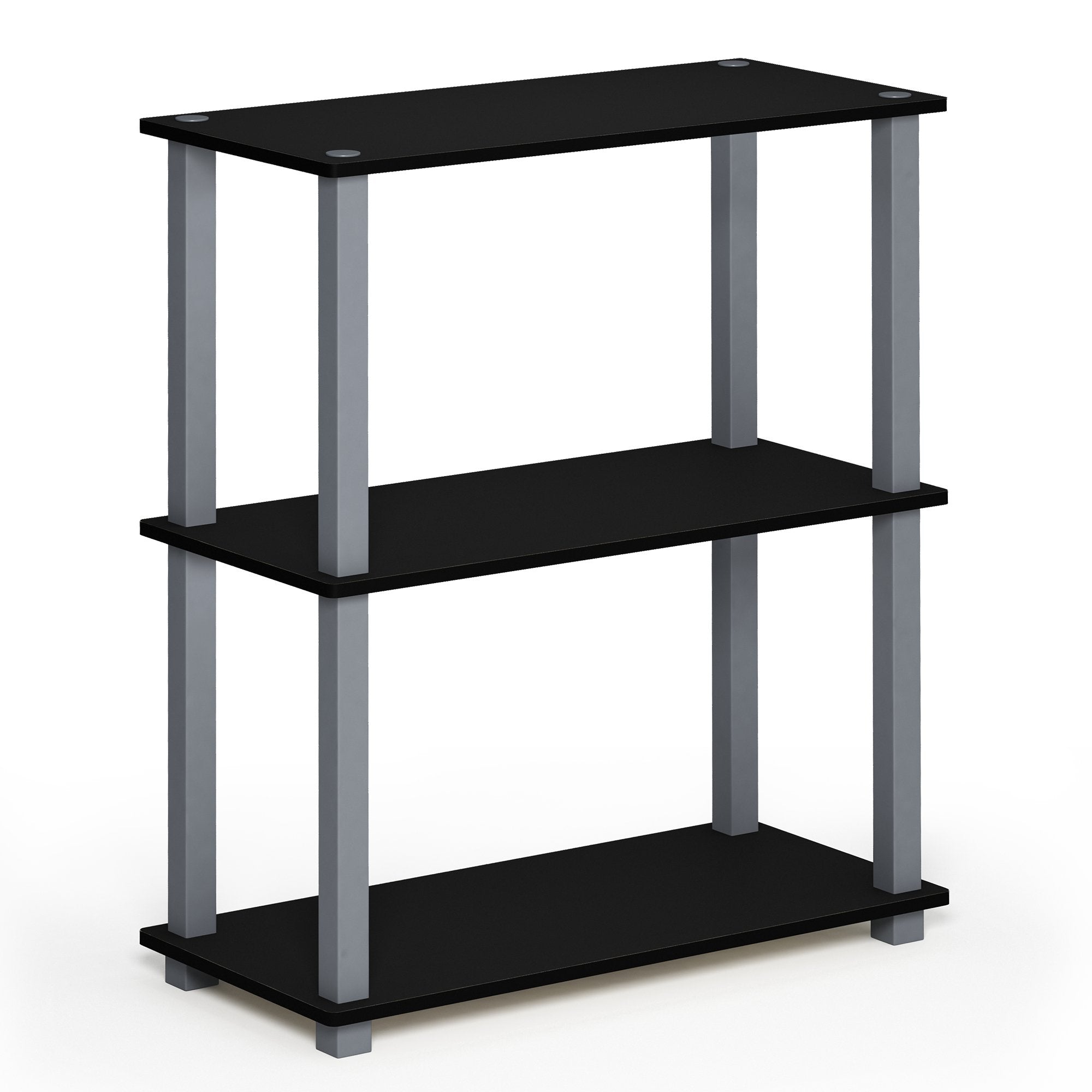 Furinno Turn-S-Tube 3-Tier Compact Multipurpose Shelf Display Rack with Square Tube, Black/Grey, 18025BK/GY
