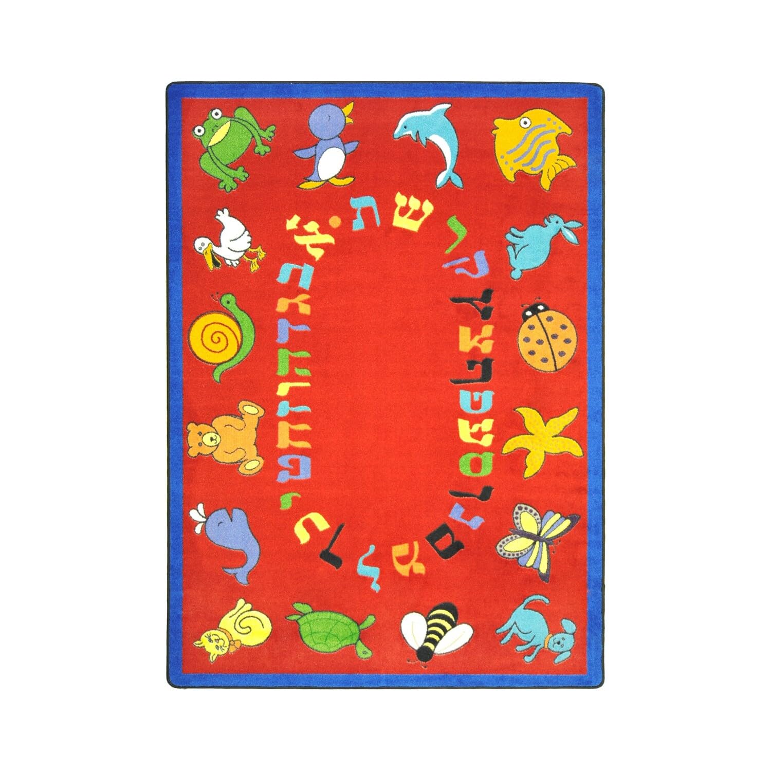 ABC Animals (Hebrew Alphabet) 109 x 132??area rug in color Red