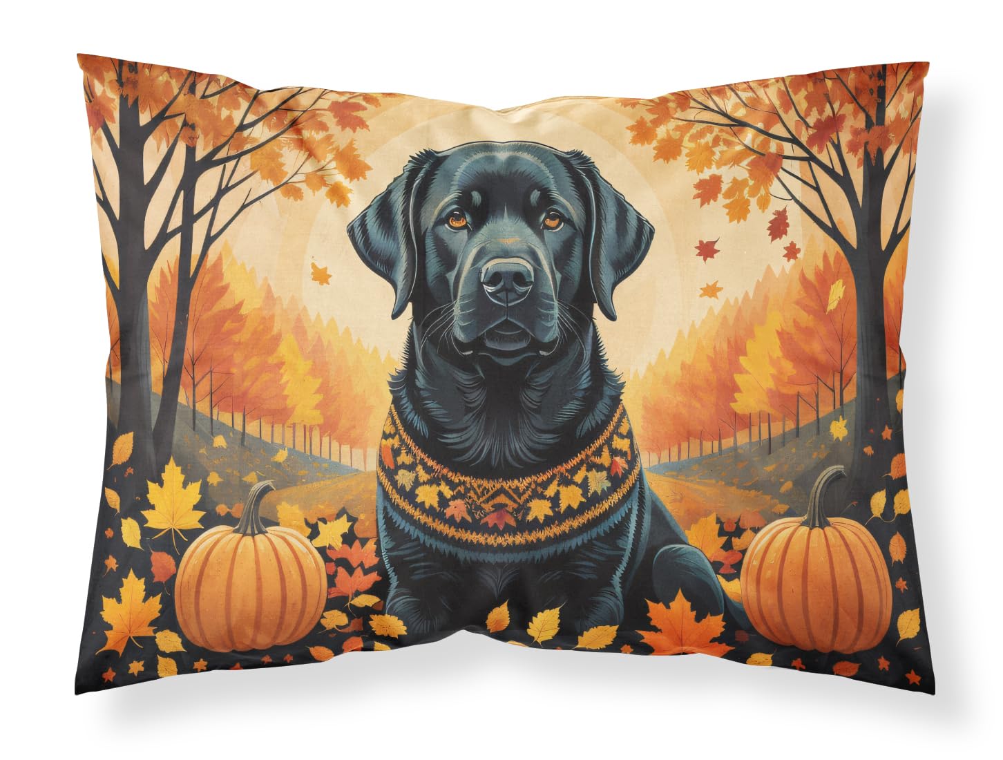 Carolines Treasures DAC1054PILLOWCASE Black Labrador Retriever Fall Fabric Standard Pillowcase Lightweight Super Soft Easy Care Decorative Artwork Pillowcase, Standard