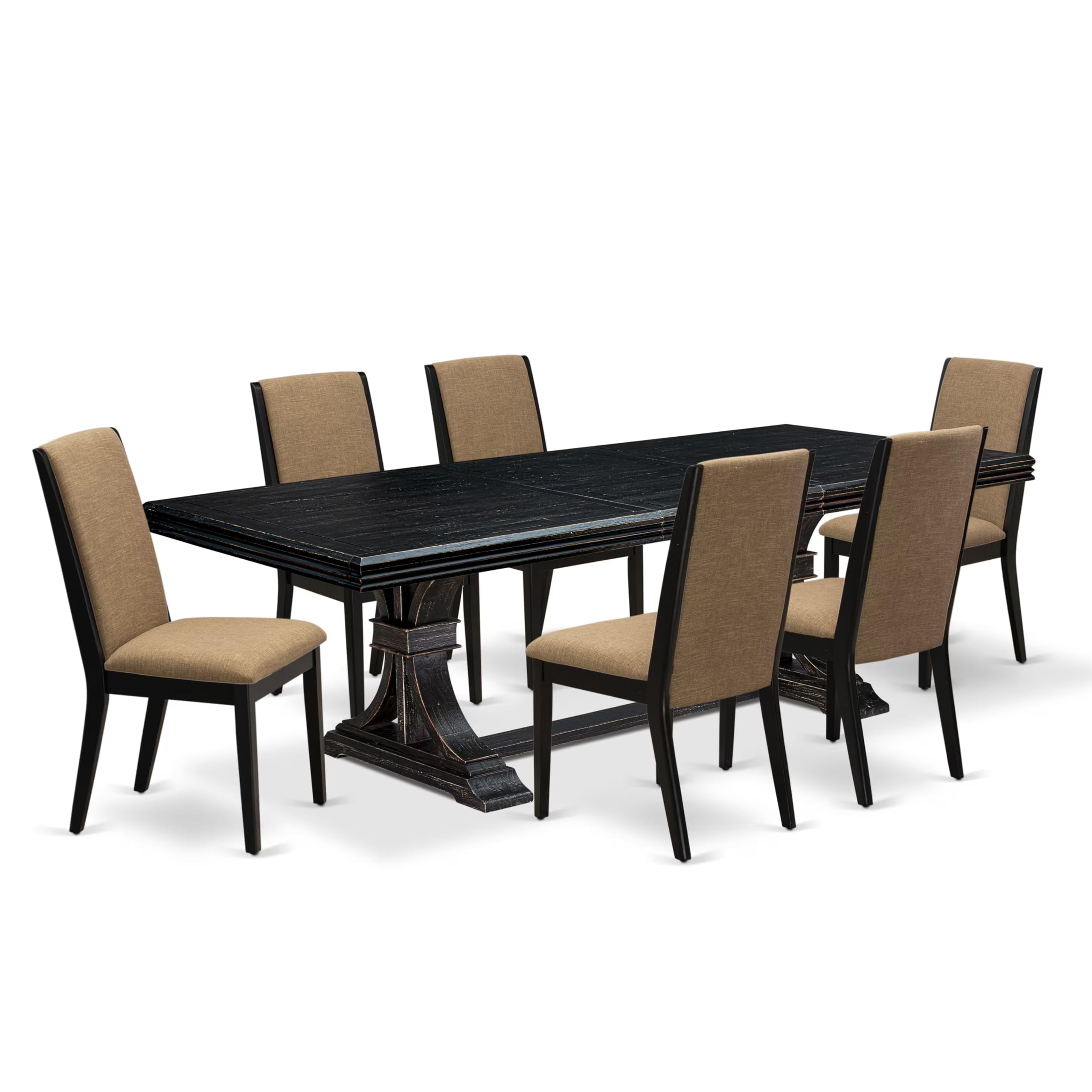 7 Pieces Dining table Set a Rectangular Kitchen Table and 6 Dining Chairs